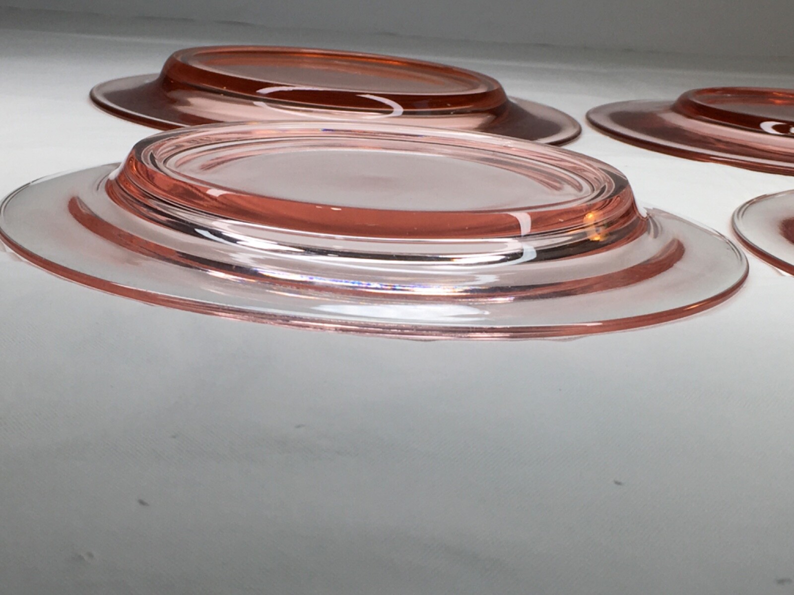 Pink Depression Glass Plates 7-3/4″ Blown Glass Salad Plates Pink Shade Varies 4