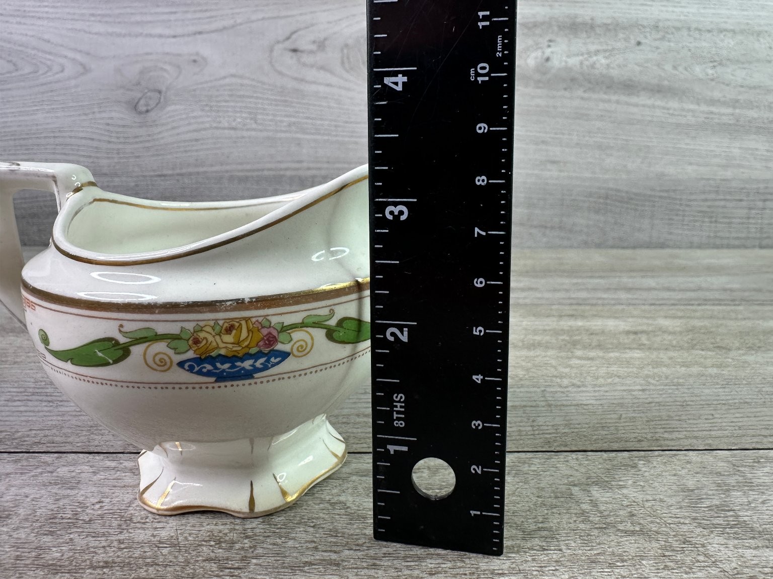 W.H. Grindley & Co Victory Creamer Pitcher Floral Gold Trim England