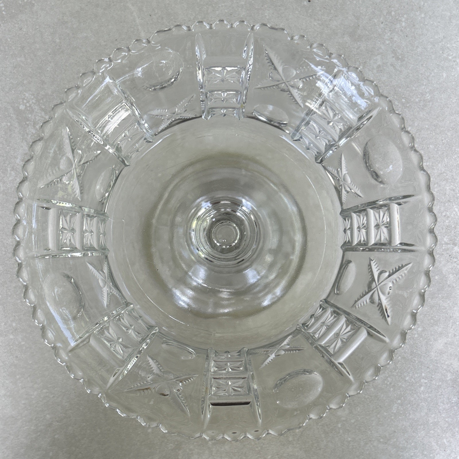 Antique Crystal Glass Co. X Bull’s Eye EAPG High Stand Centerpiece Compote Glows