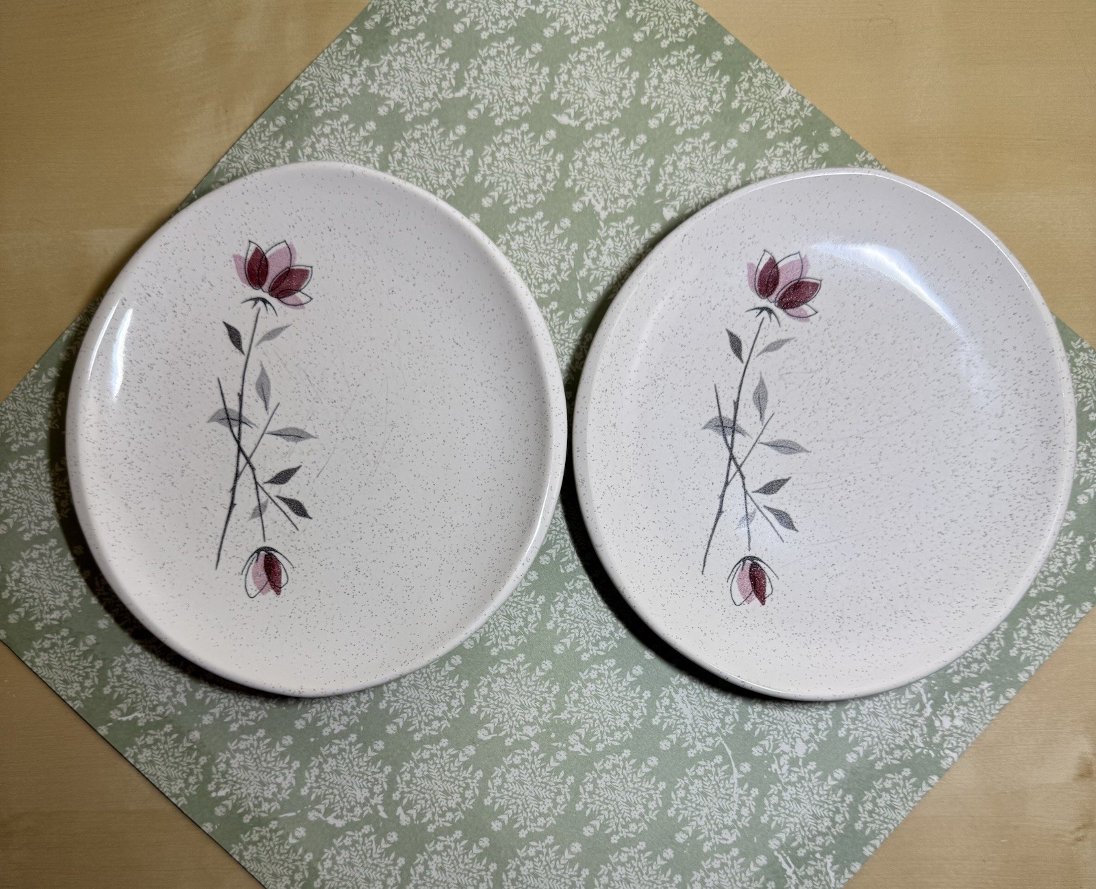 2 Franciscan Duet Rose Bread & Butter Plates USA c.1956-1967 FAST SHIPPING