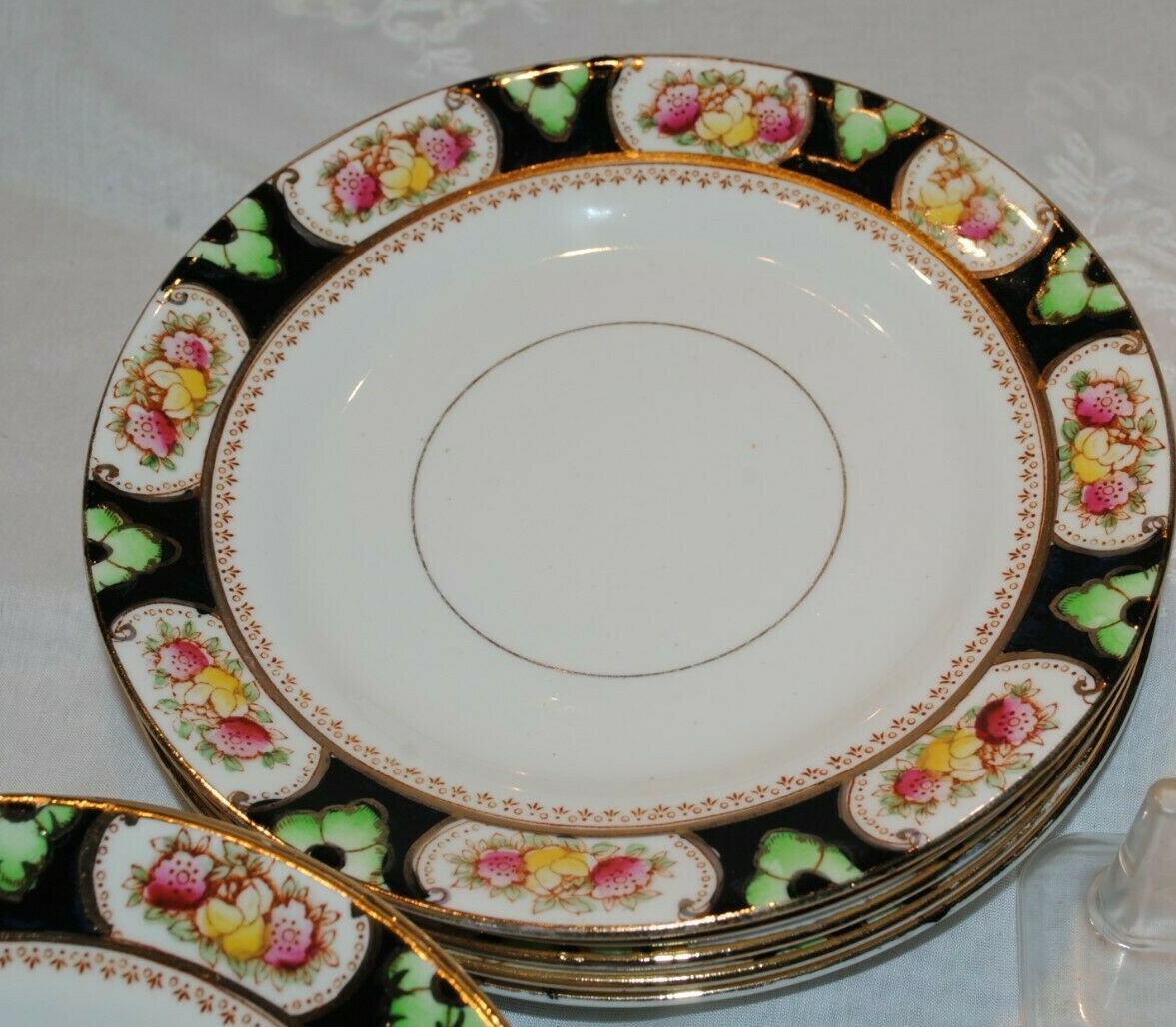 VINTAGE STANDARD CHINA IMARI LOT 6 B&B SIDE PLATES COBALT BLUE RUST ENGLAND