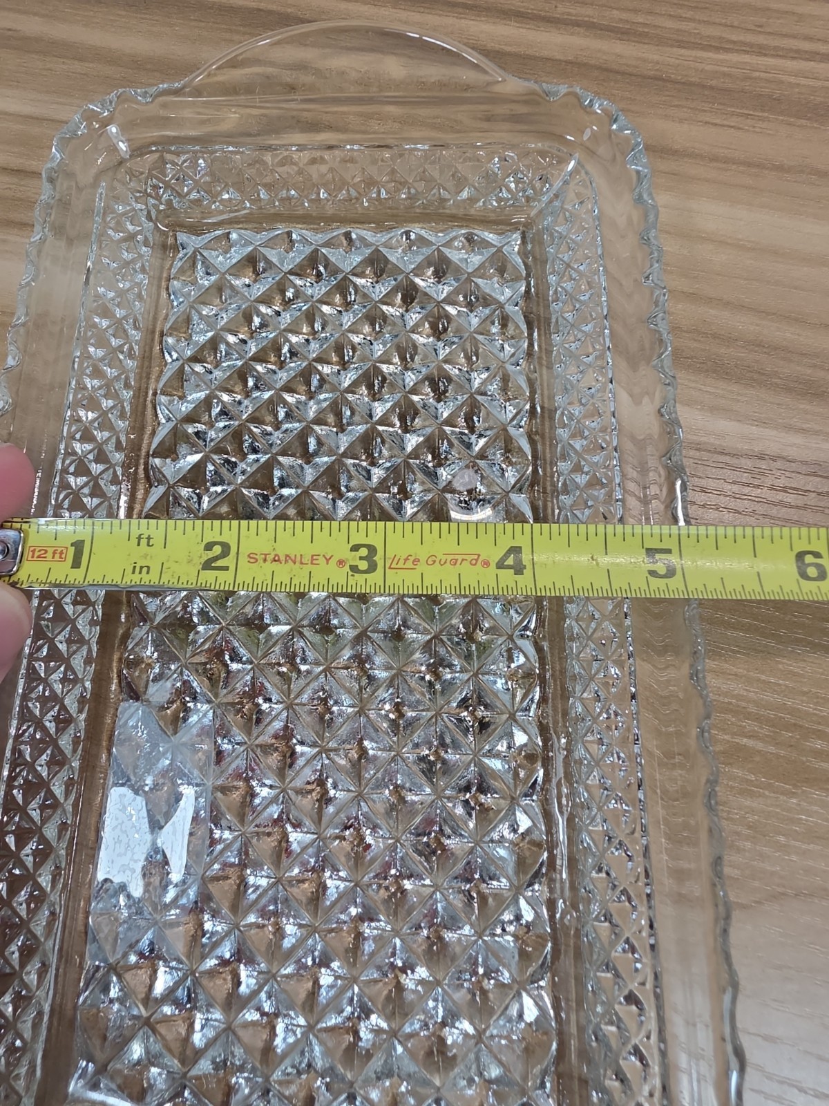 Anchor Hocking Wexford Rectangular Relish Tray 9.75″ x 5″ Diamond Pattern