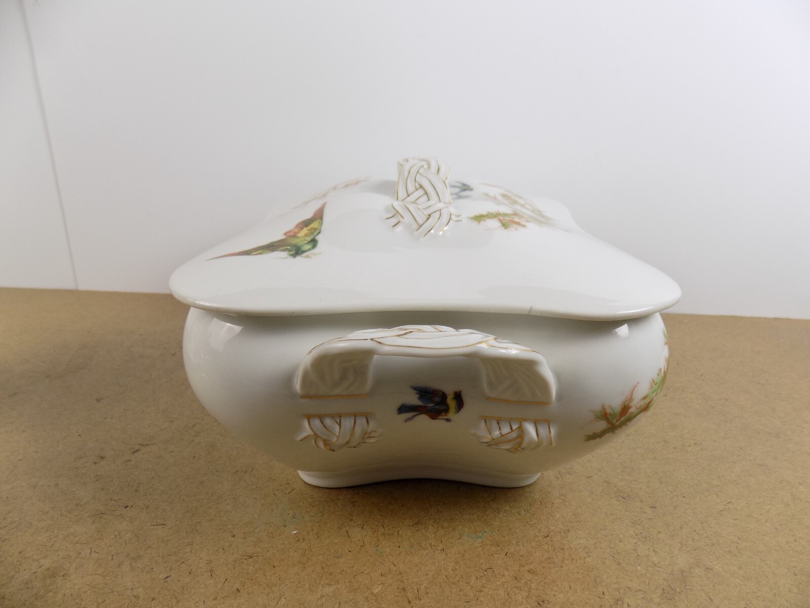 Haviland & Co. Limoges Porcelain Meadow Visitors Tureen Serving Bowl Birds