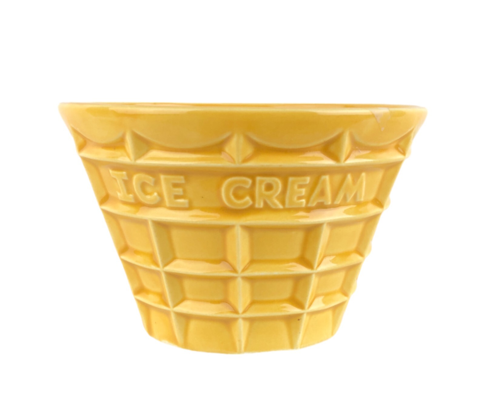Vintage FTD 1986 Japan Ceramic Waffle Ice Cream Cone Bowl / Planter