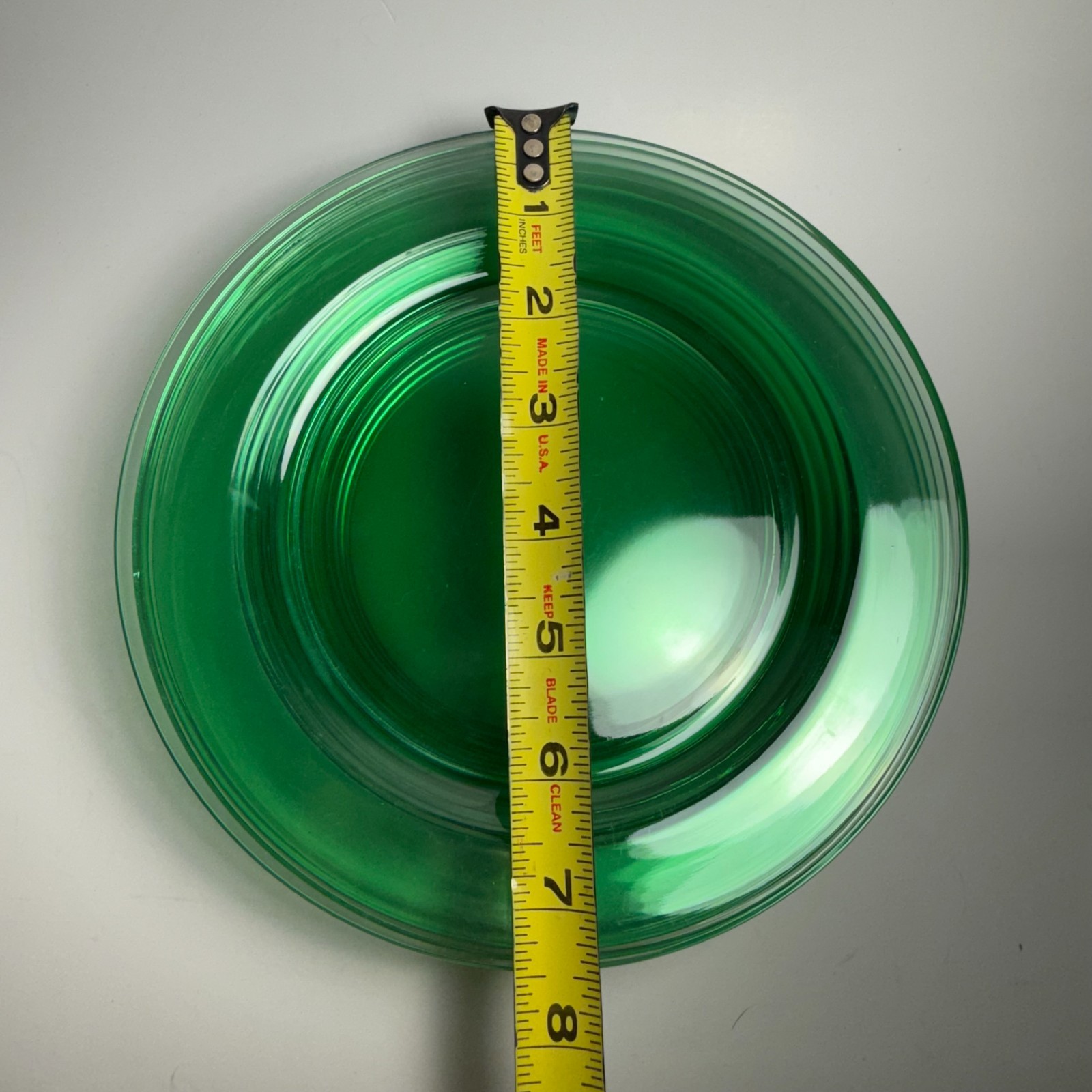 Fostoria Glass PIONEER-LIGHT GREEN Luncheon Plates Lot of 6 Vintage 7.5″