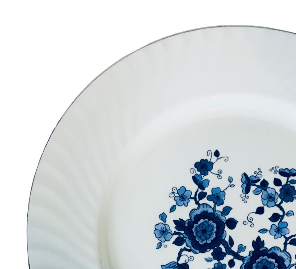 Wedgwood & Co ROYAL BLUE Flowers Swirl Ironstone 10 1/8″ Dinner Plate MINT