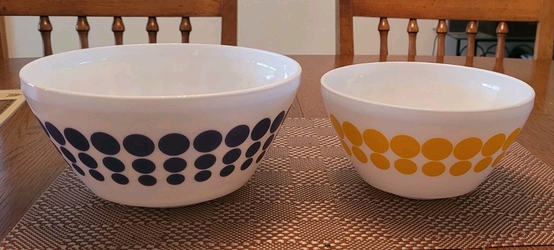 Vintage Charm Two Polka Dot Bowls Imagined By Pyrex