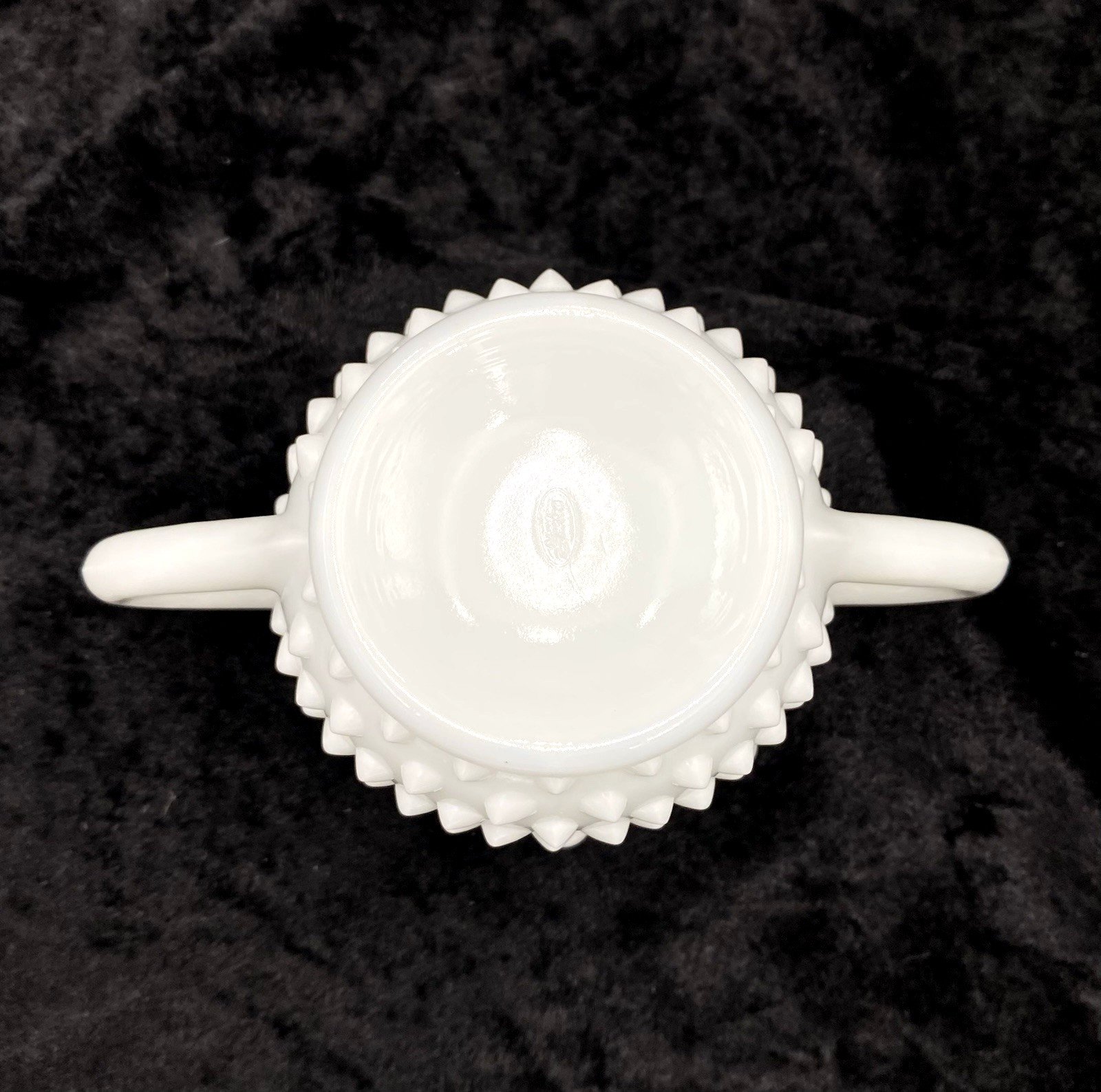 Vintage Fenton Hobnail Milk Glass Star Shape Open Sugar, Double Handled, #3906