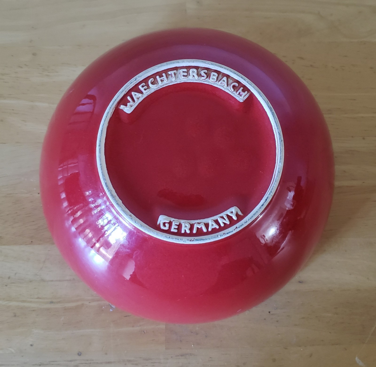 Vintage 9 ” Waechtersbach Germany Red Bowl Mixing Salad Pottery