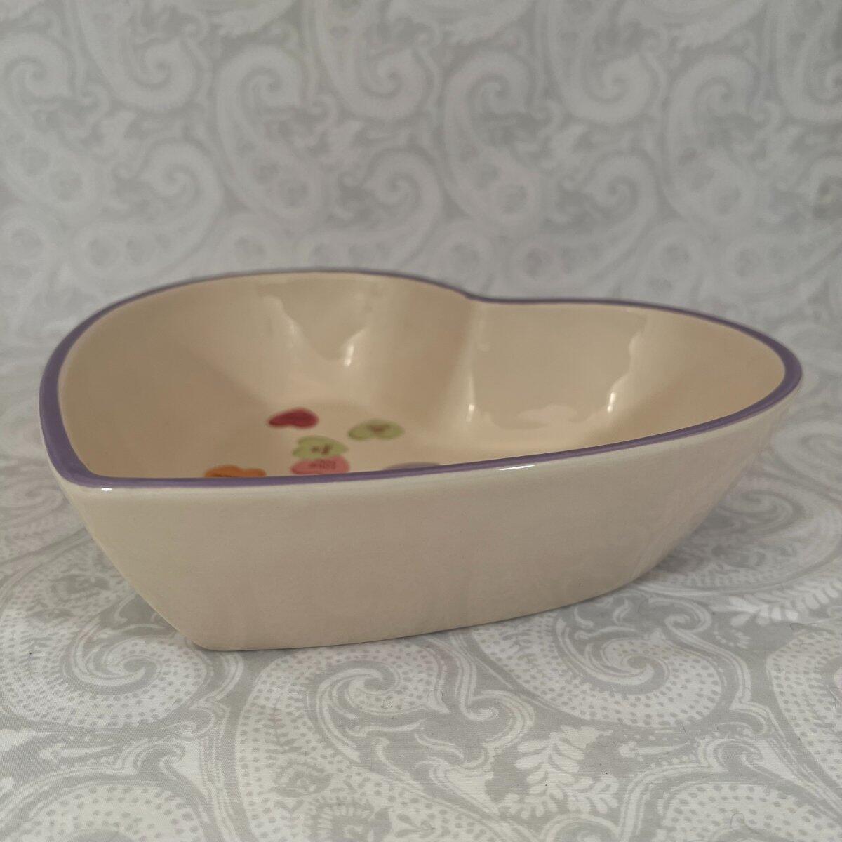 Valentines Conversation Candy Hearts Shaped 9″ Ceramic Serving Bowl Candy Snack