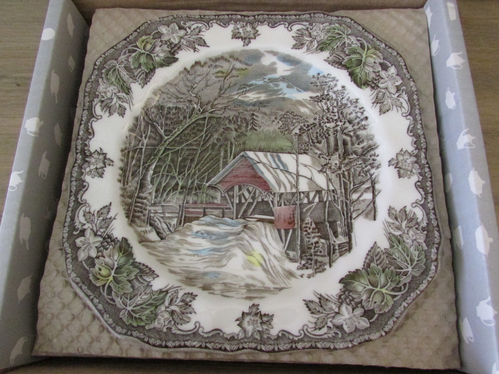 Set of 4 Johnson Bros The Friendly Village Square Salad Plate The Covered Bridge