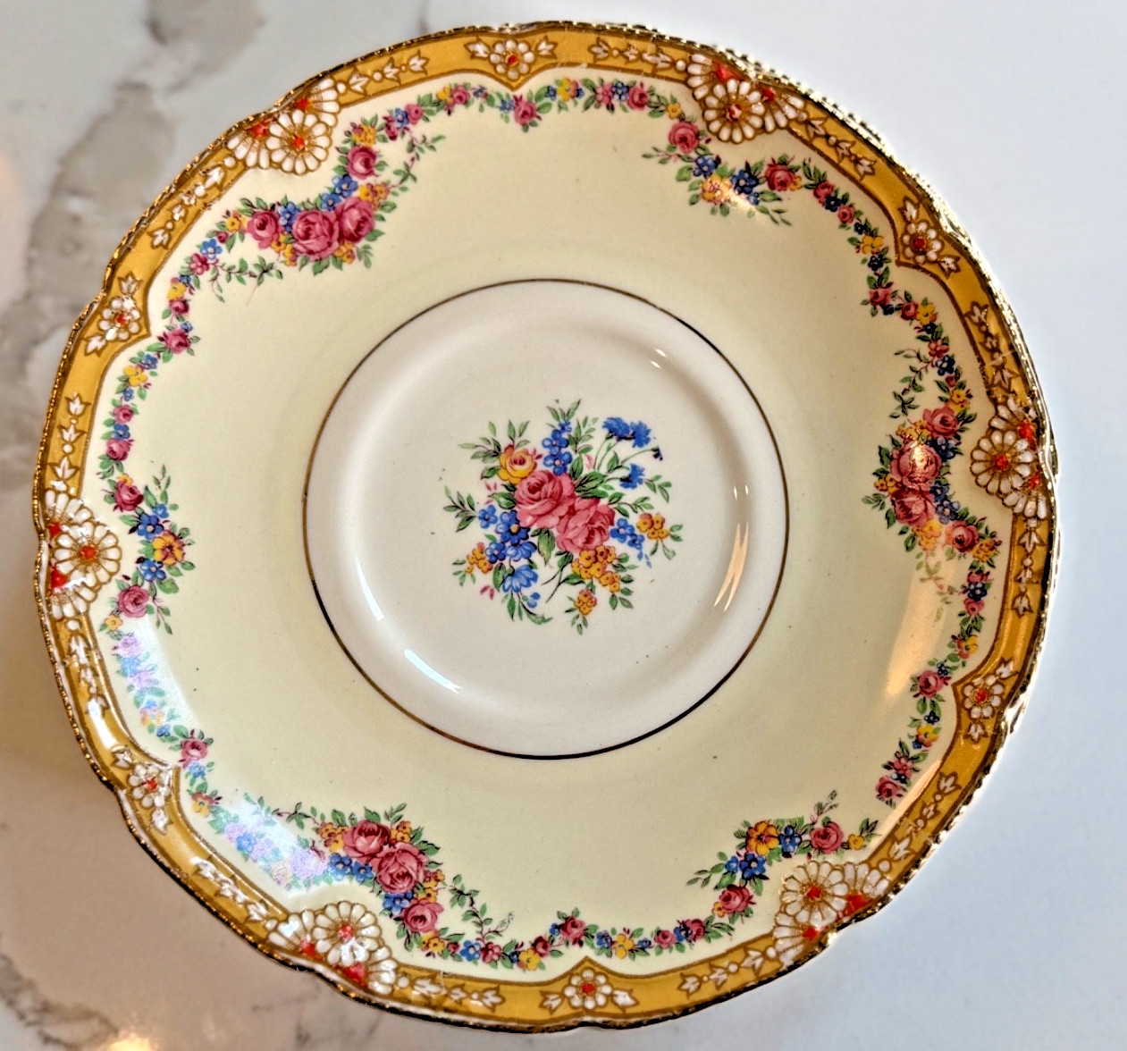 John Maddock & Sons-Royal Ivory- “Henley” Set of 2 Bread Plates Floral Antique