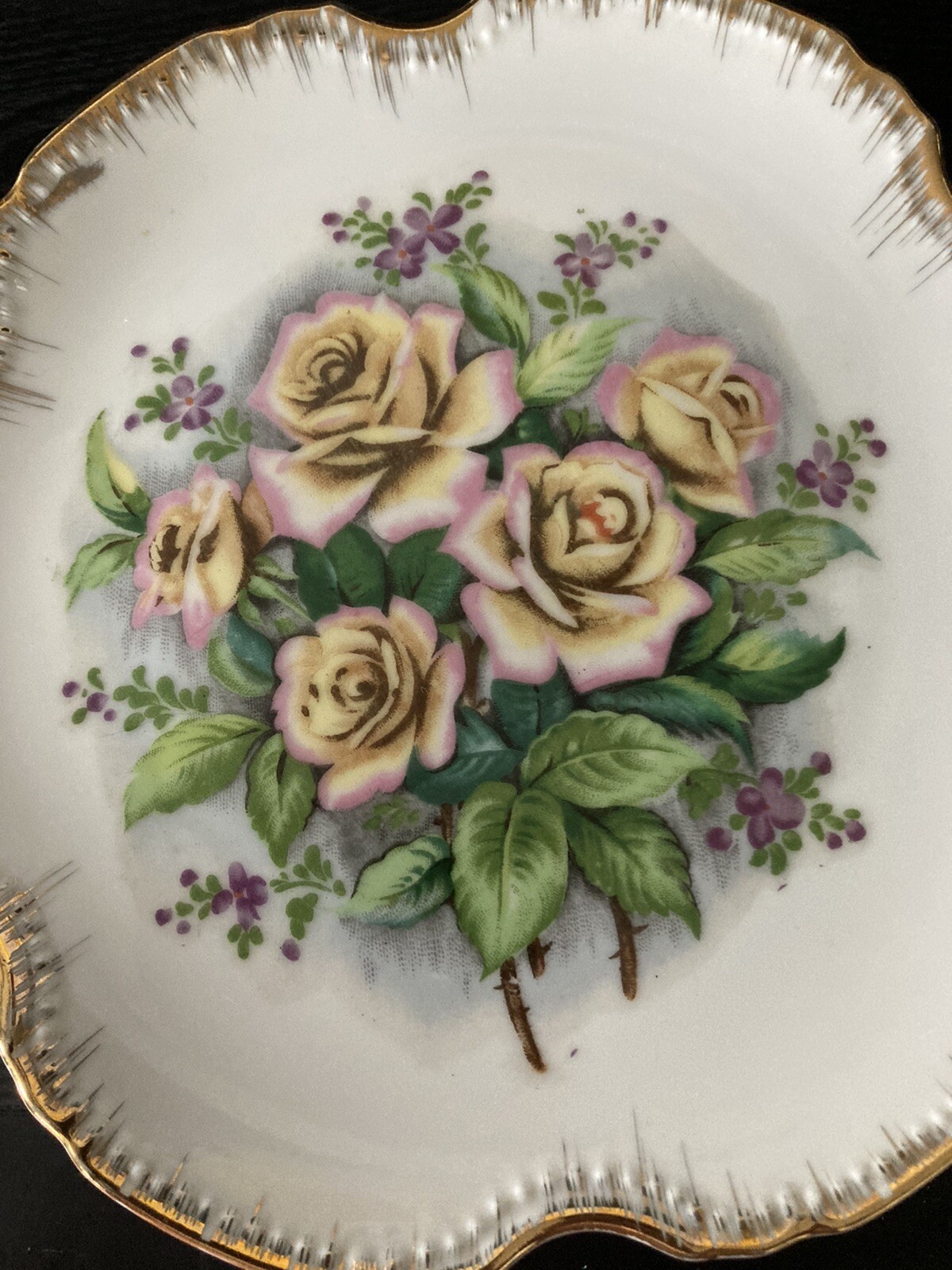 Vintage Lipper and Mann Creations Floral Rose Pedestal Plate JAPAN