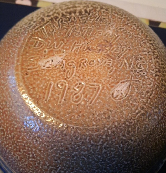 Backwoods Pottery 10” Bowl Dish 1992 signed DW Hussey