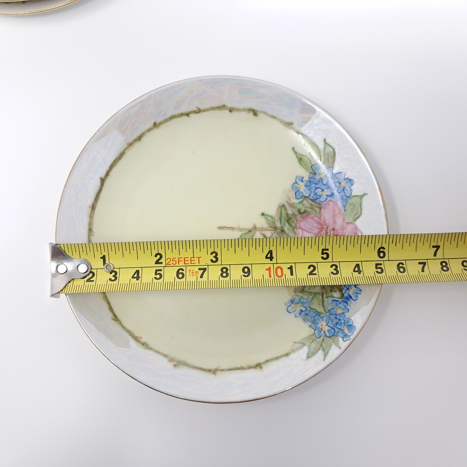 Hutschenreuther 6″ Porcelain Plates set of 6 handpainted florals lustre rim Selb