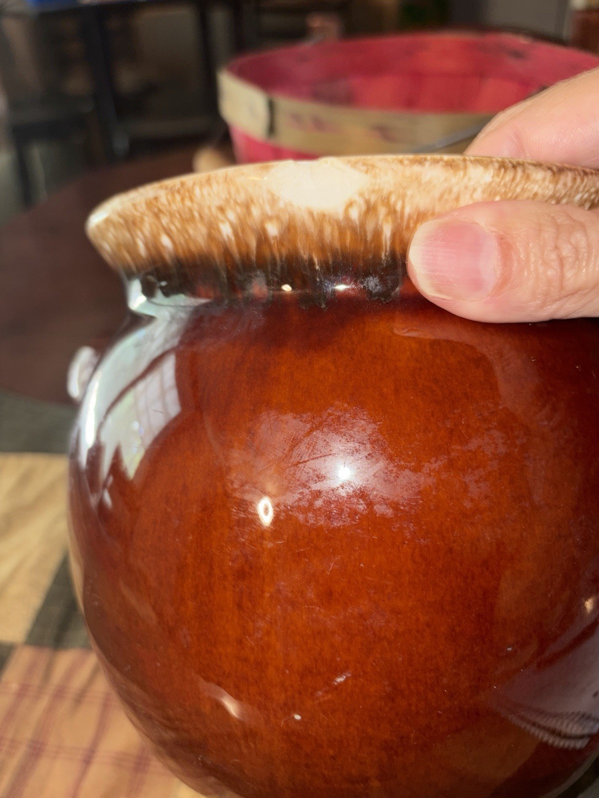 Hull Oven Proof Brown Ceramic Earthenware Jar With Handle USA