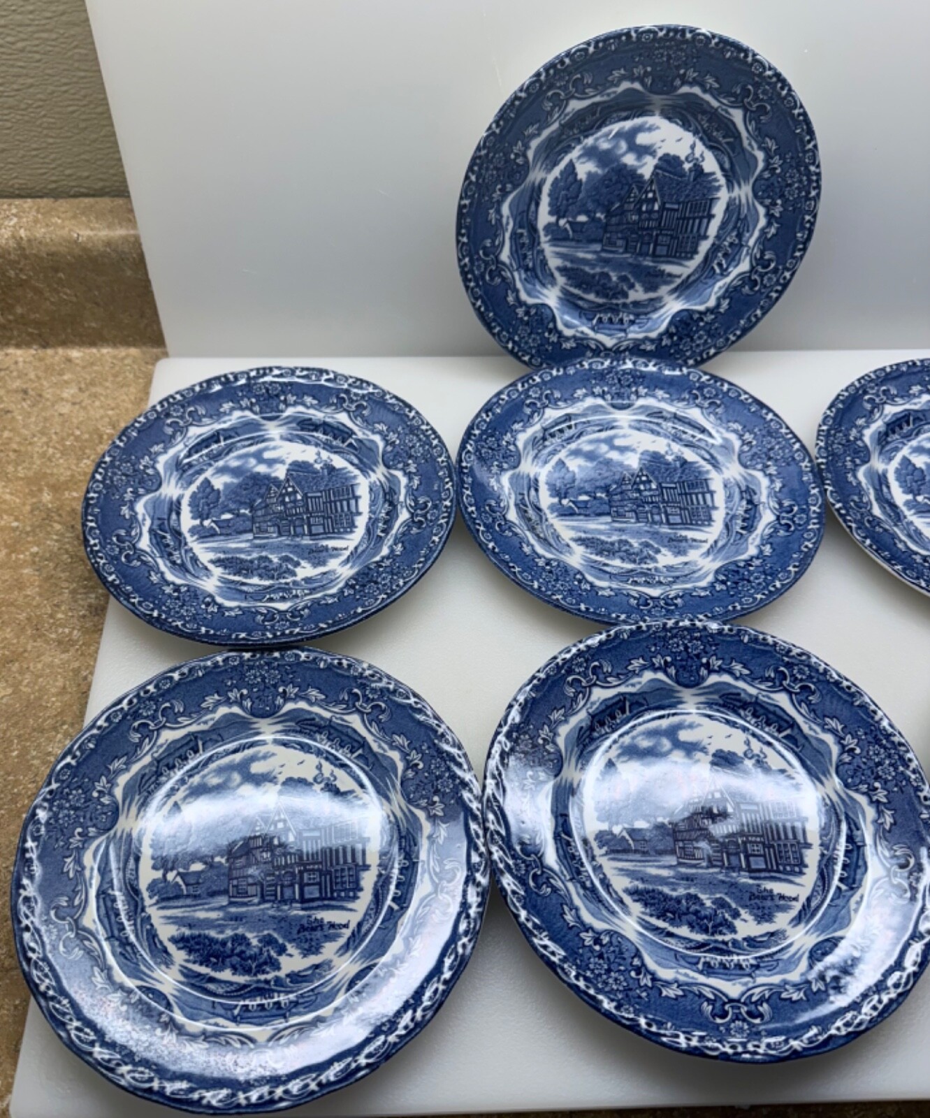 ELEGANT DINING 7- 7″ ENGLISH COUNTRY INN BLUE GRINDLEY SALAD DESSERT PIE PLATES