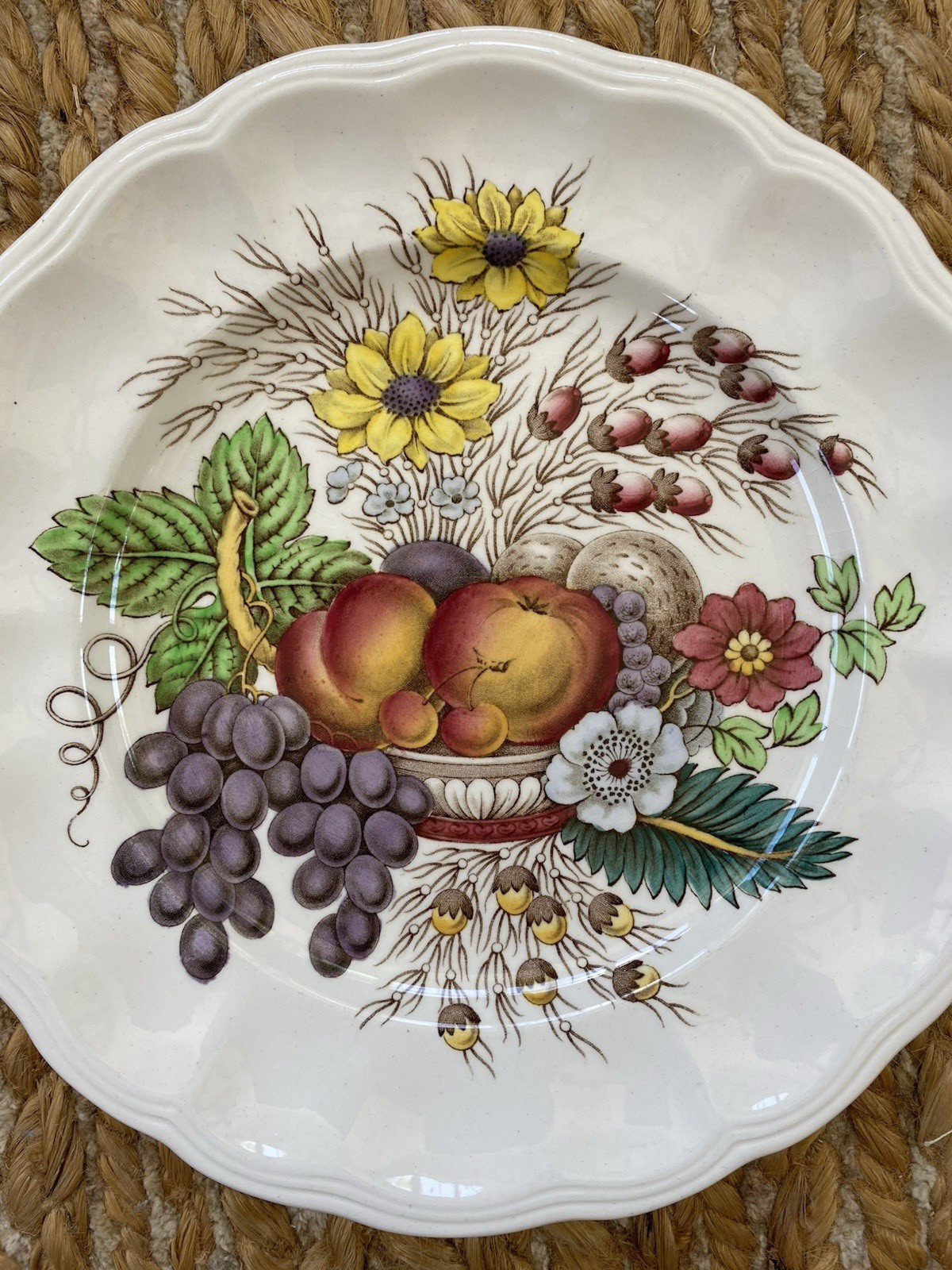 Vtg Spode Copeland England Reynolds 2188 Fruit & Flowers 7 7/8″ Plates Set of 4