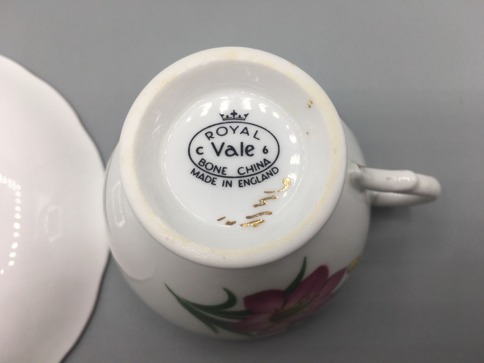 Royal Vale Bone China Lilly’s Yellow & Red Floral Teacup & Saucer Vintage