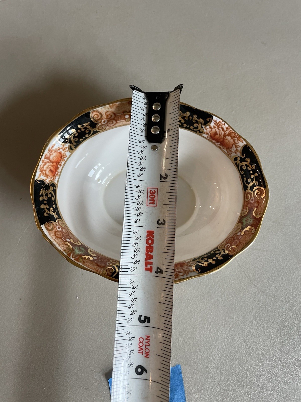 Royal Albert Bone China Oval Floral Bowl, England, Gold Trim, 5 in