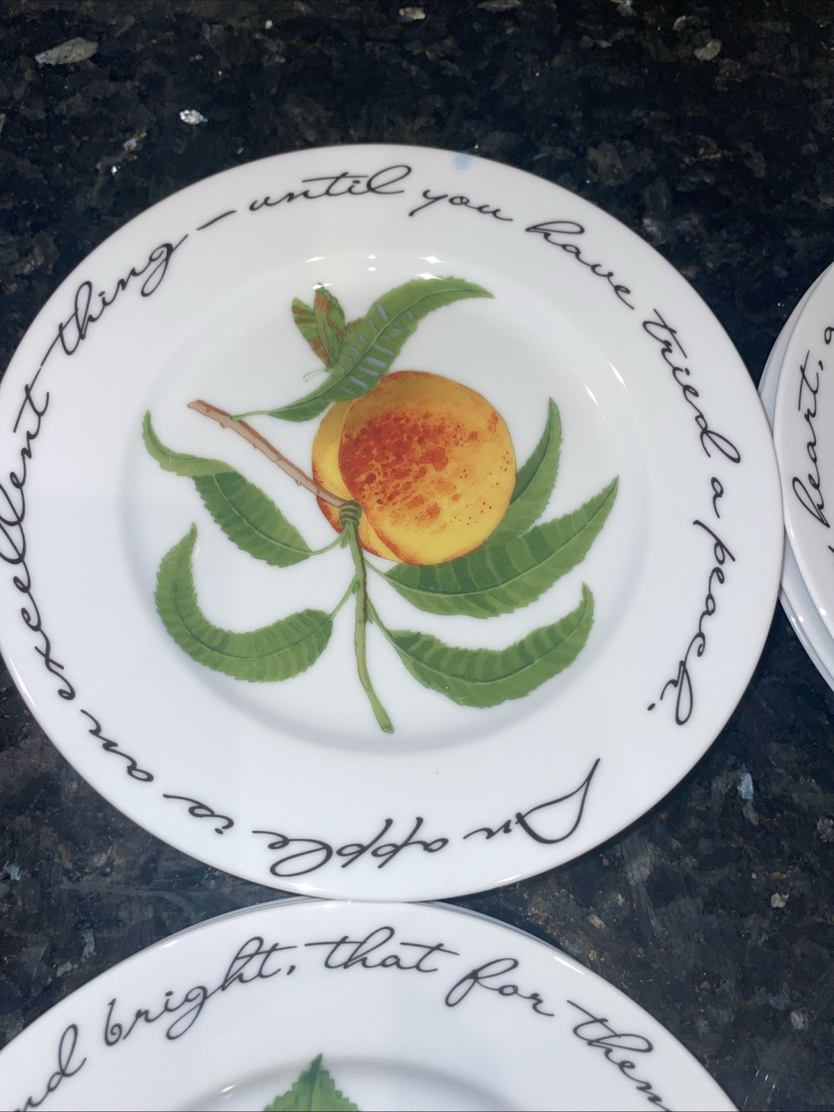 4 Williams Sonoma ORCHARD SUITE Salad Plate Pear/Plum/Peach/ Cherry 8″ Japan