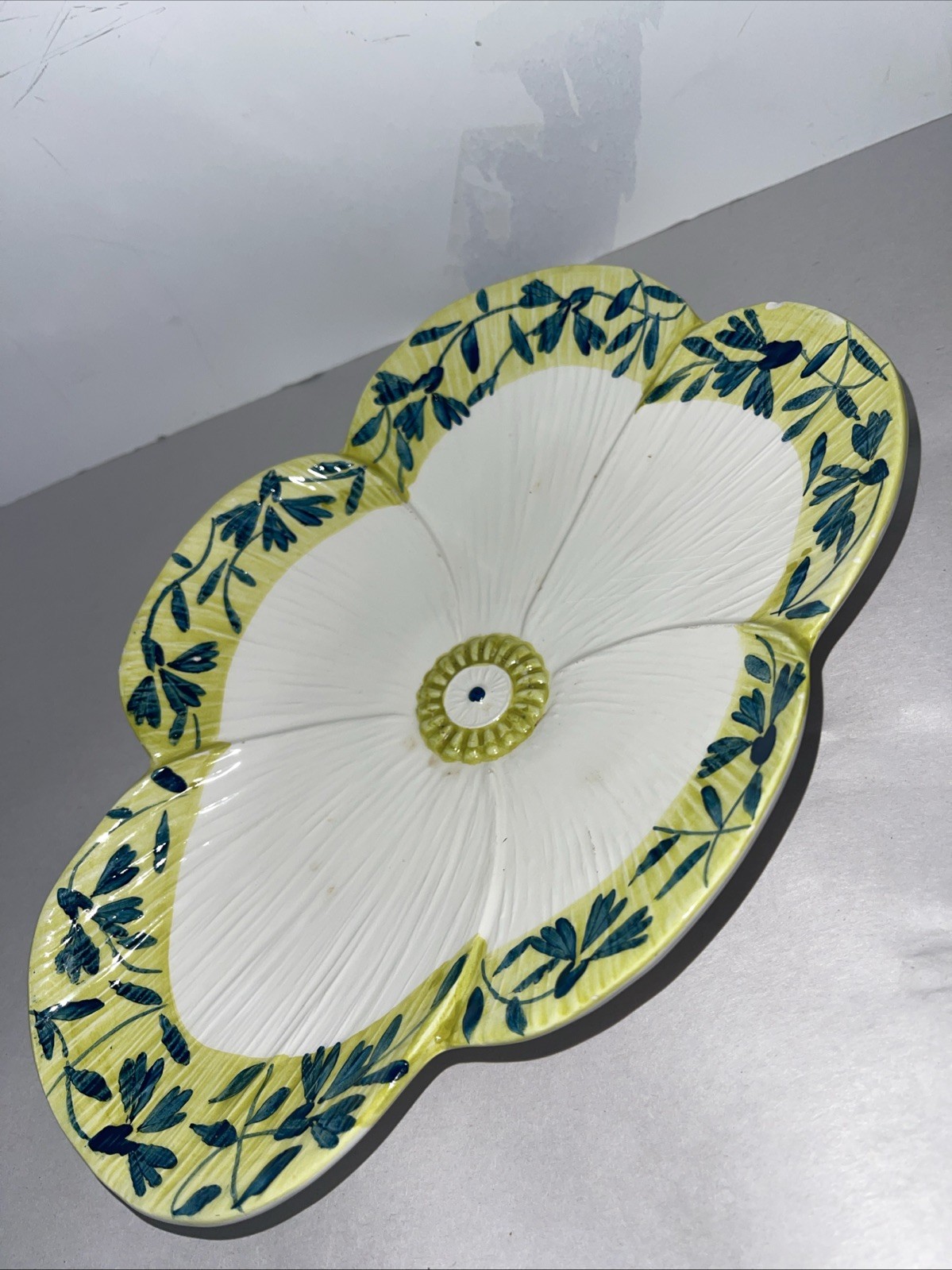 Vintage Italian Pottery Flower Dish Bowl Hand Painted Made in Italy 9.5×6.5”