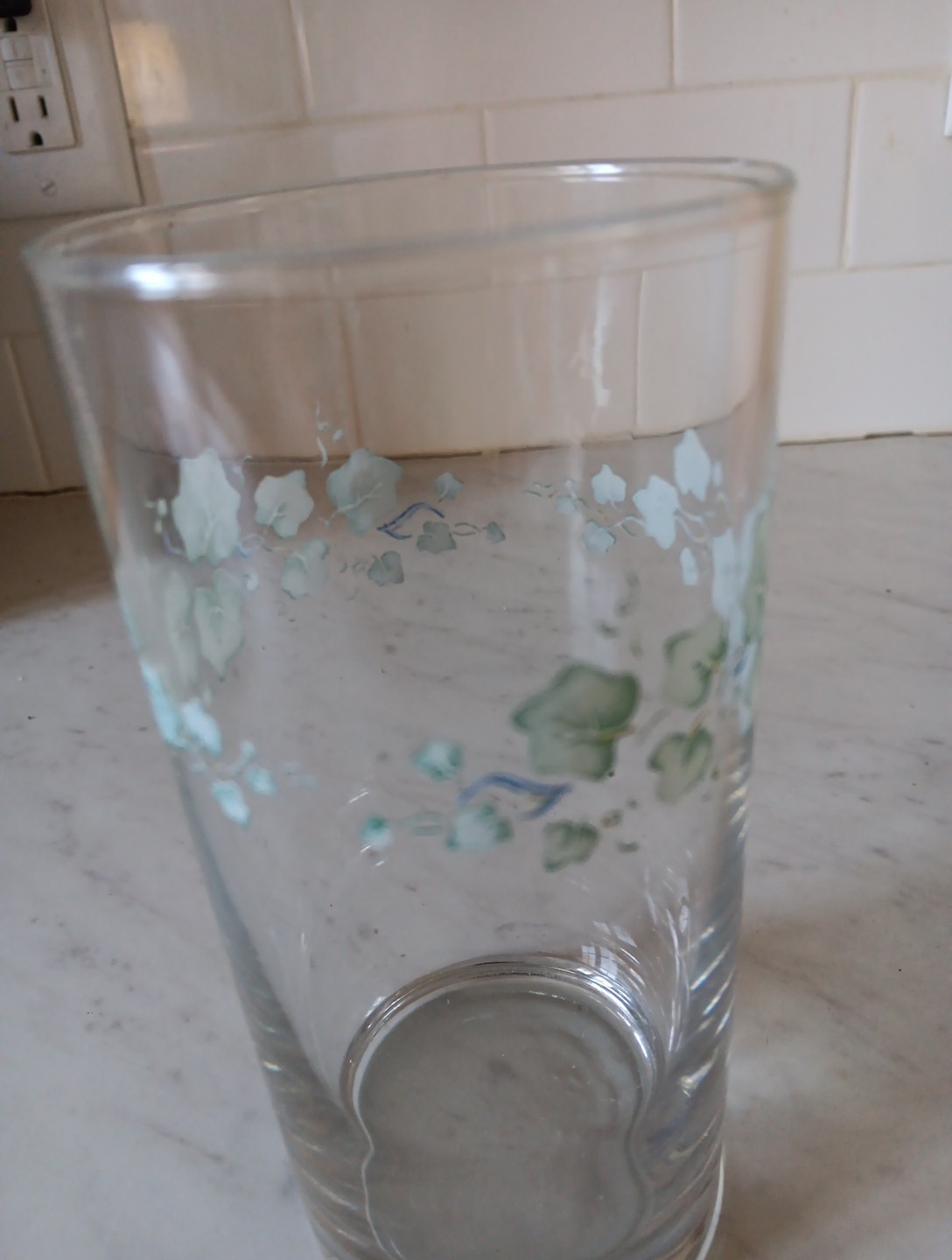 Corelle CALLAWAY 16 oz JUICE GLASS *Green Ivy Weighted Bottoms 🥀