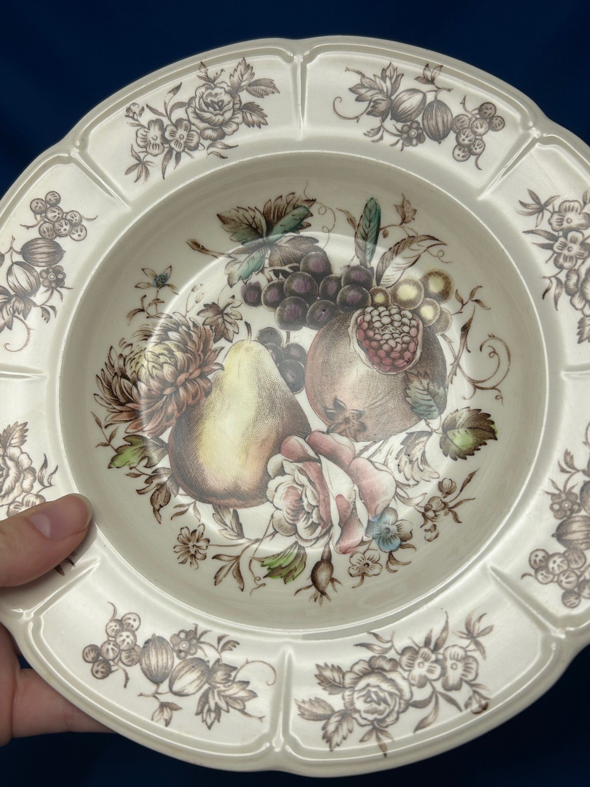 JOHNSON BROS WINDSOR WARE, WINDSOR FRUIT – SET OF 5 RIMMED SOUP PLATES 8” ENGL.