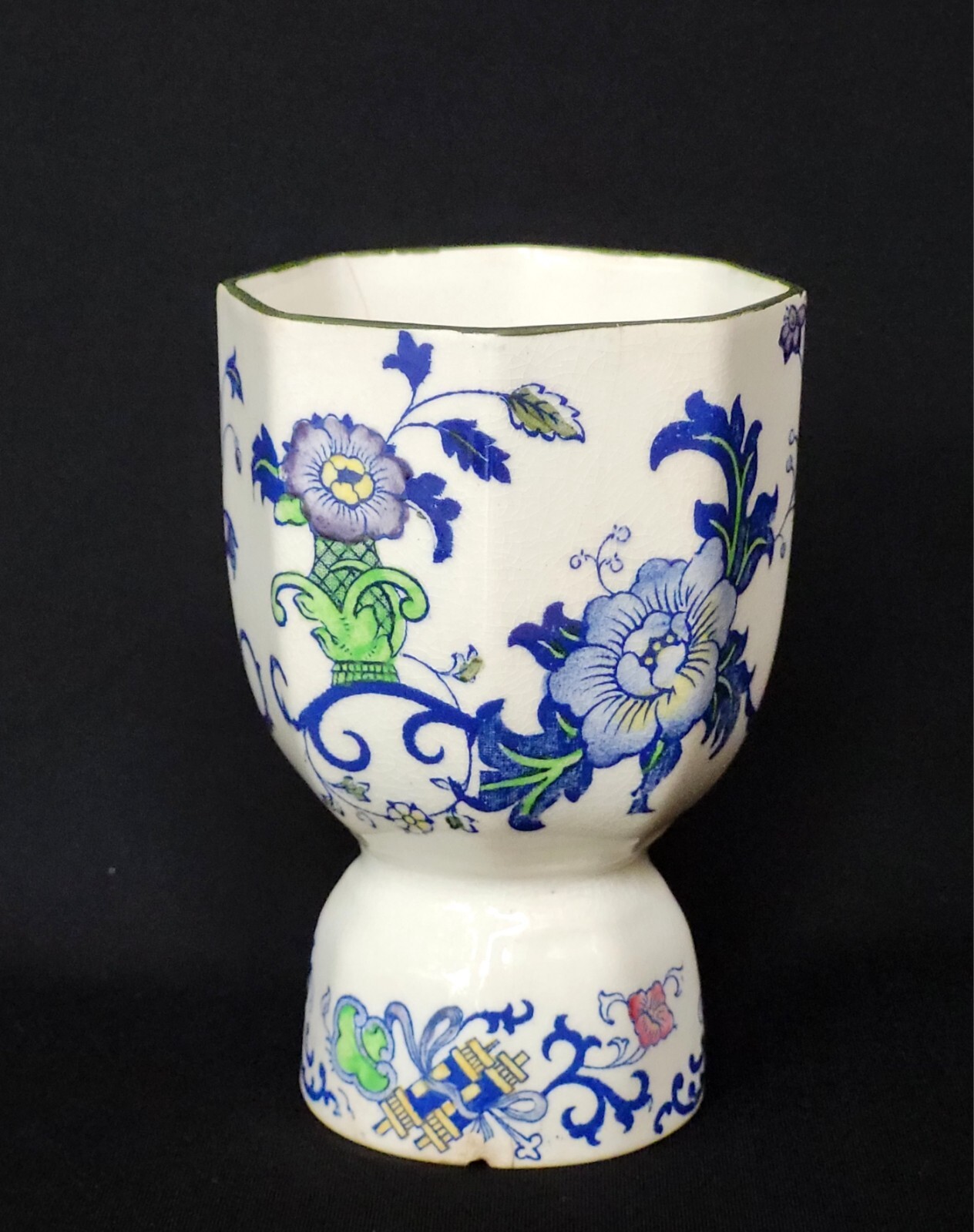 Antique Royal Doulton Burslem NANKIN Floral Porcelain Double Cup England c1900