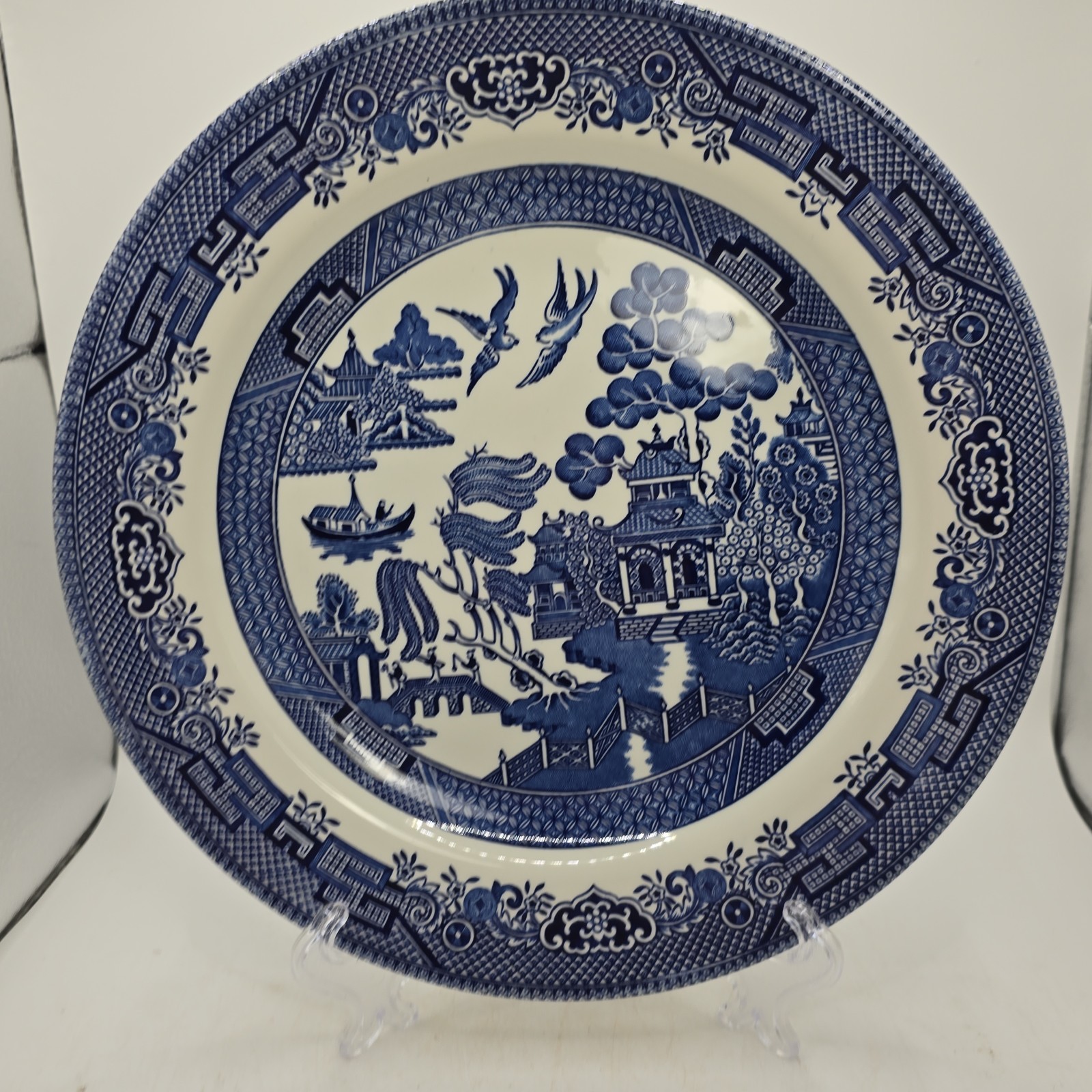 Set of 4 Churchill Blue Willow Dinner Plates 10.25 In England Chinoiserie