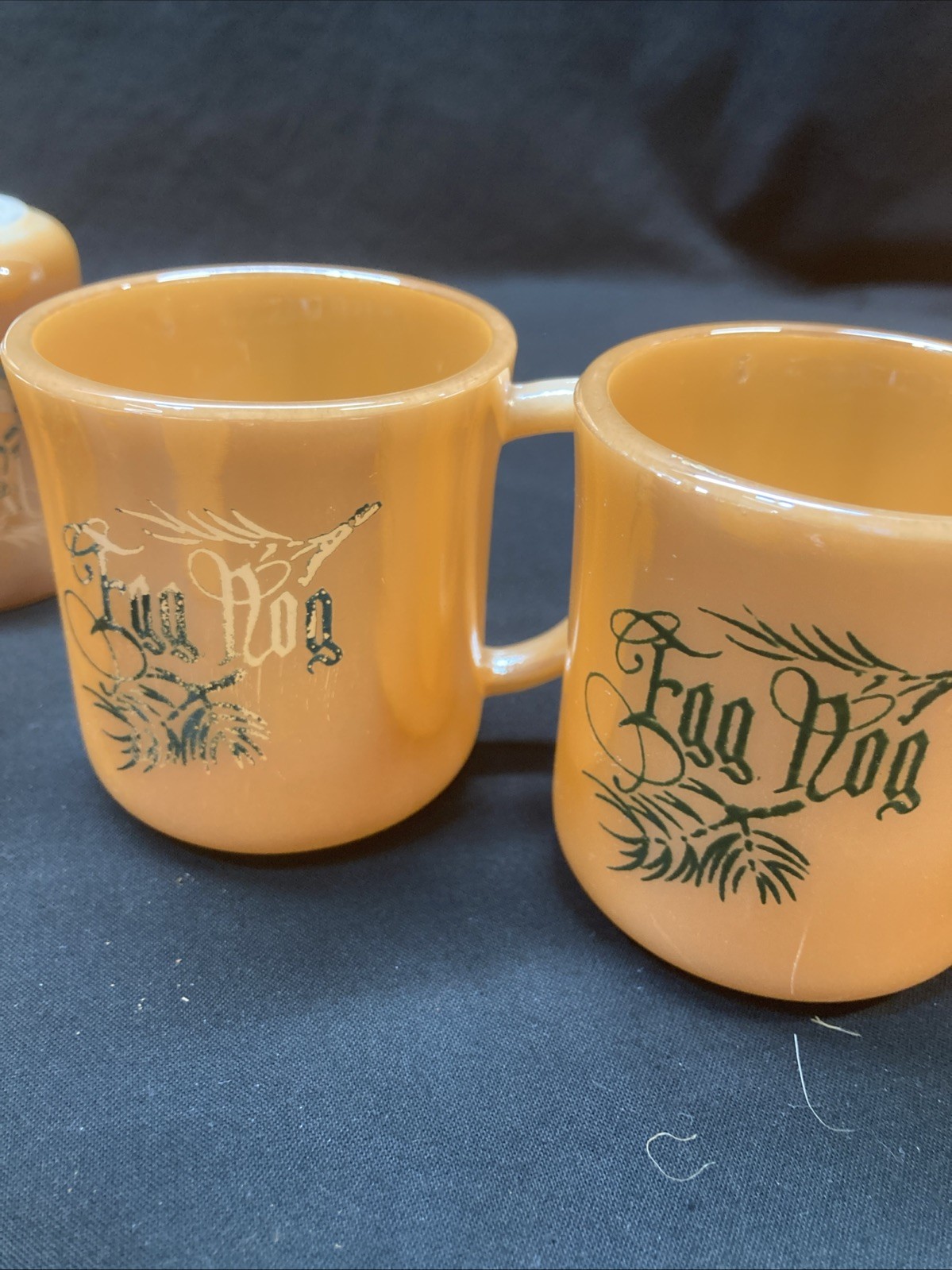 eggnog punch bowl set vintage Tom & Jerry Peach Luster Fire King W/stand 12 Cups