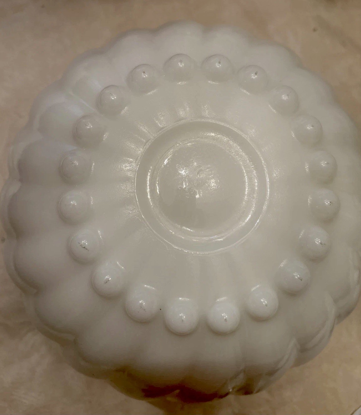 Vtg Hazel Atlas Milk Glass Alpine White Swirl Punch Bowl 12 Cups W Vtg Ladle
