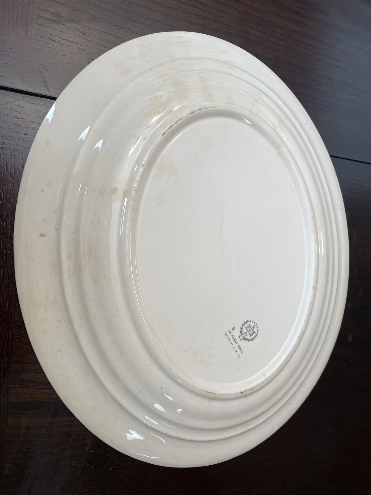 Vintage Victory BY SALEM China 13 1/2″ Serving Platter 23 Karat Gold Trim, Rose