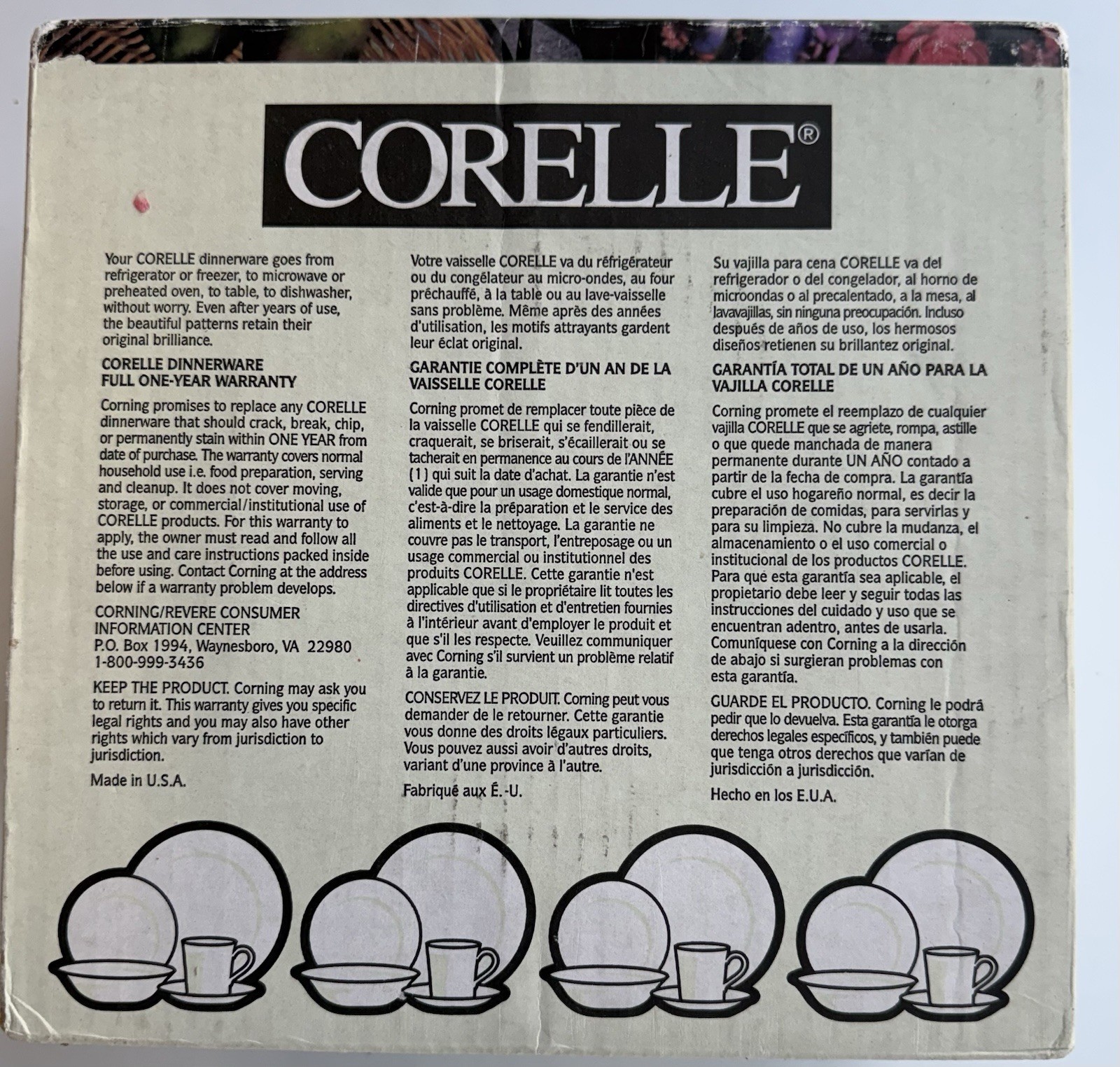 Corelle By Corning Blue Velvet Dinnerware 20-Piece Set Service For 4