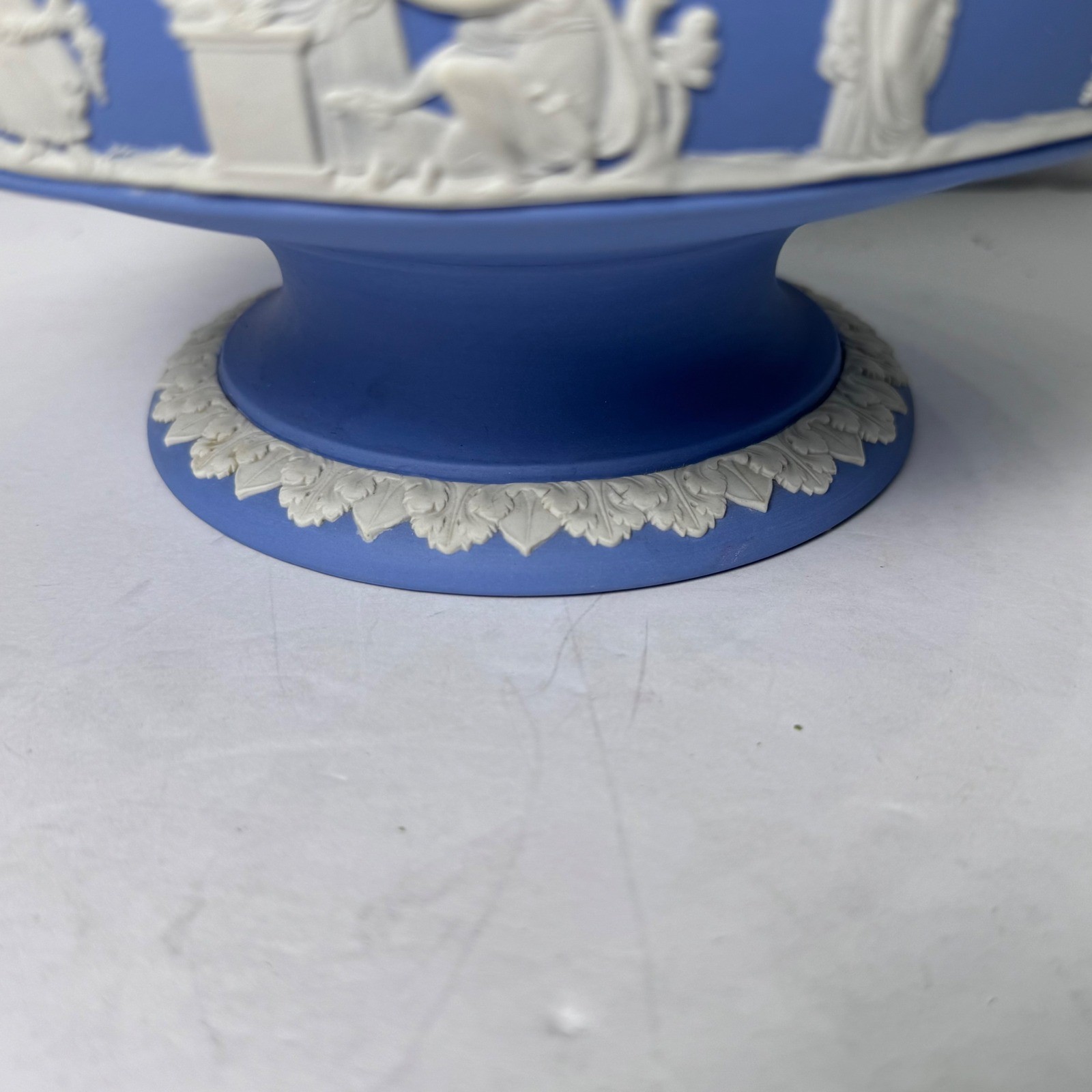 Wedgwood Blue Jasperware Footed Bowl Neoclassical Sacrifice Scenes England