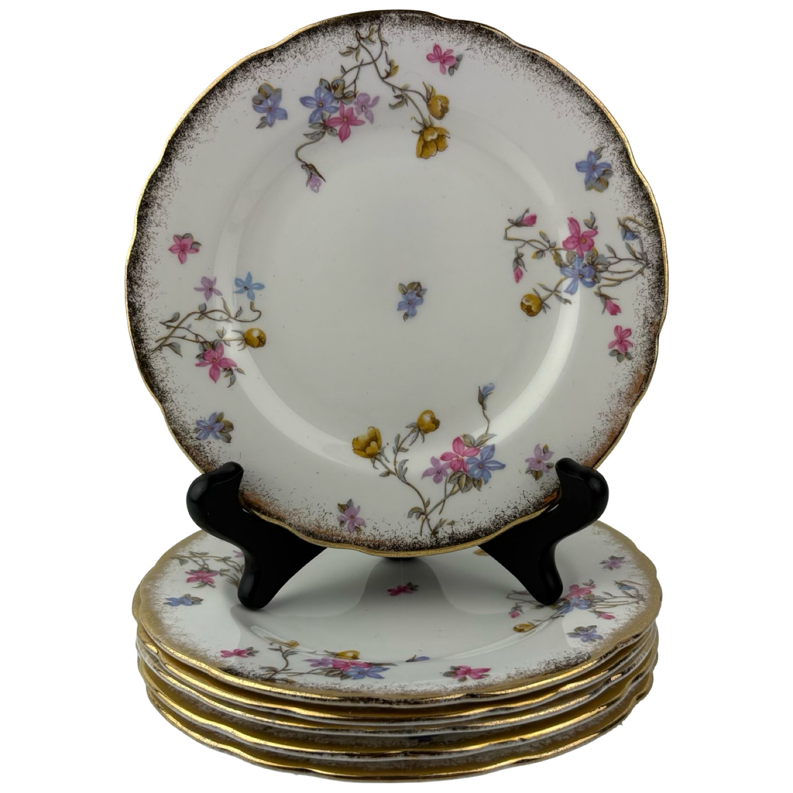 Royal Stafford Violets Pompadour Bread Plates Set of 6 VTG 6 1/4″ Floral England