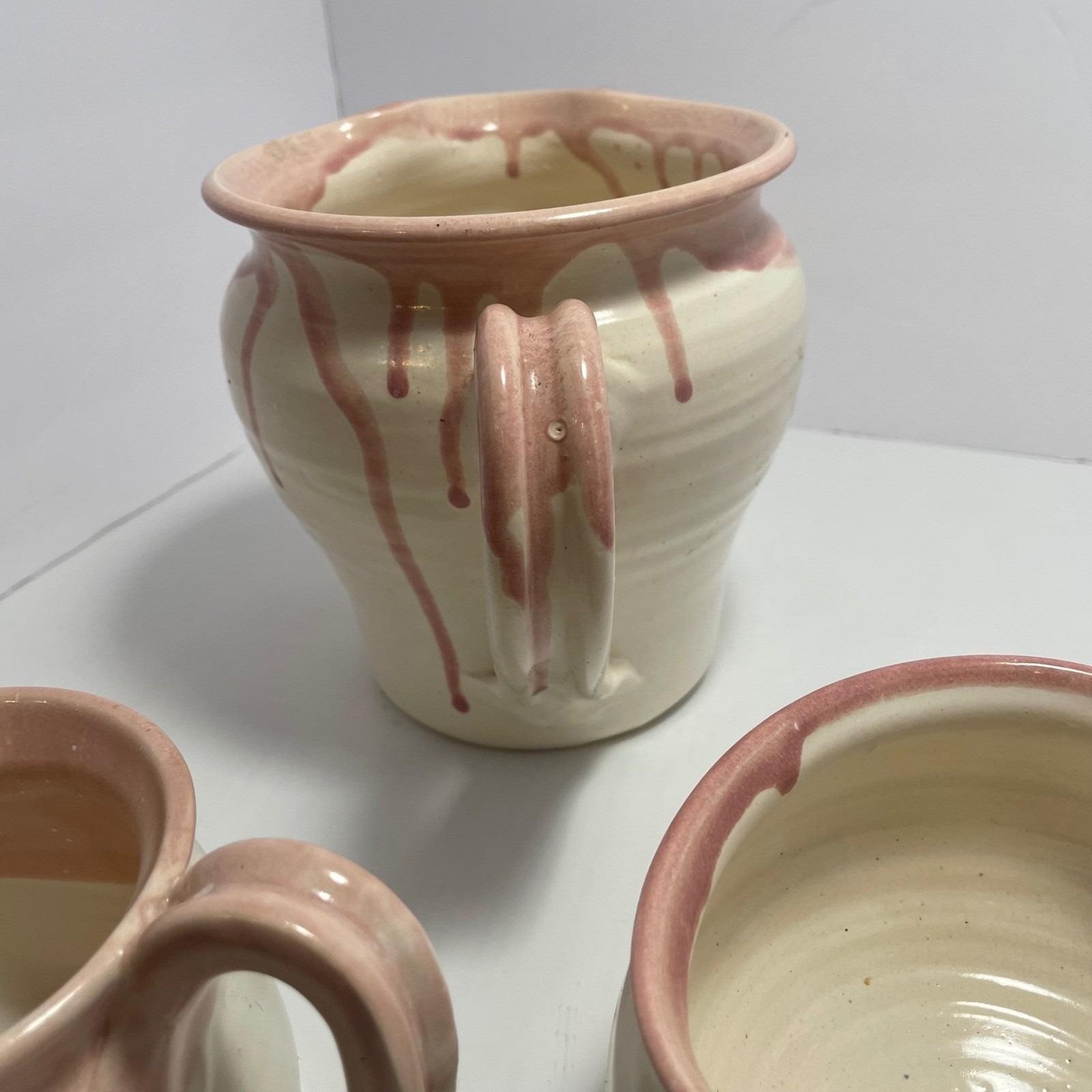 Bear Pottery Studio Pink Drip Glaze Pitcher Creamer Handmade Wisconsin Studio