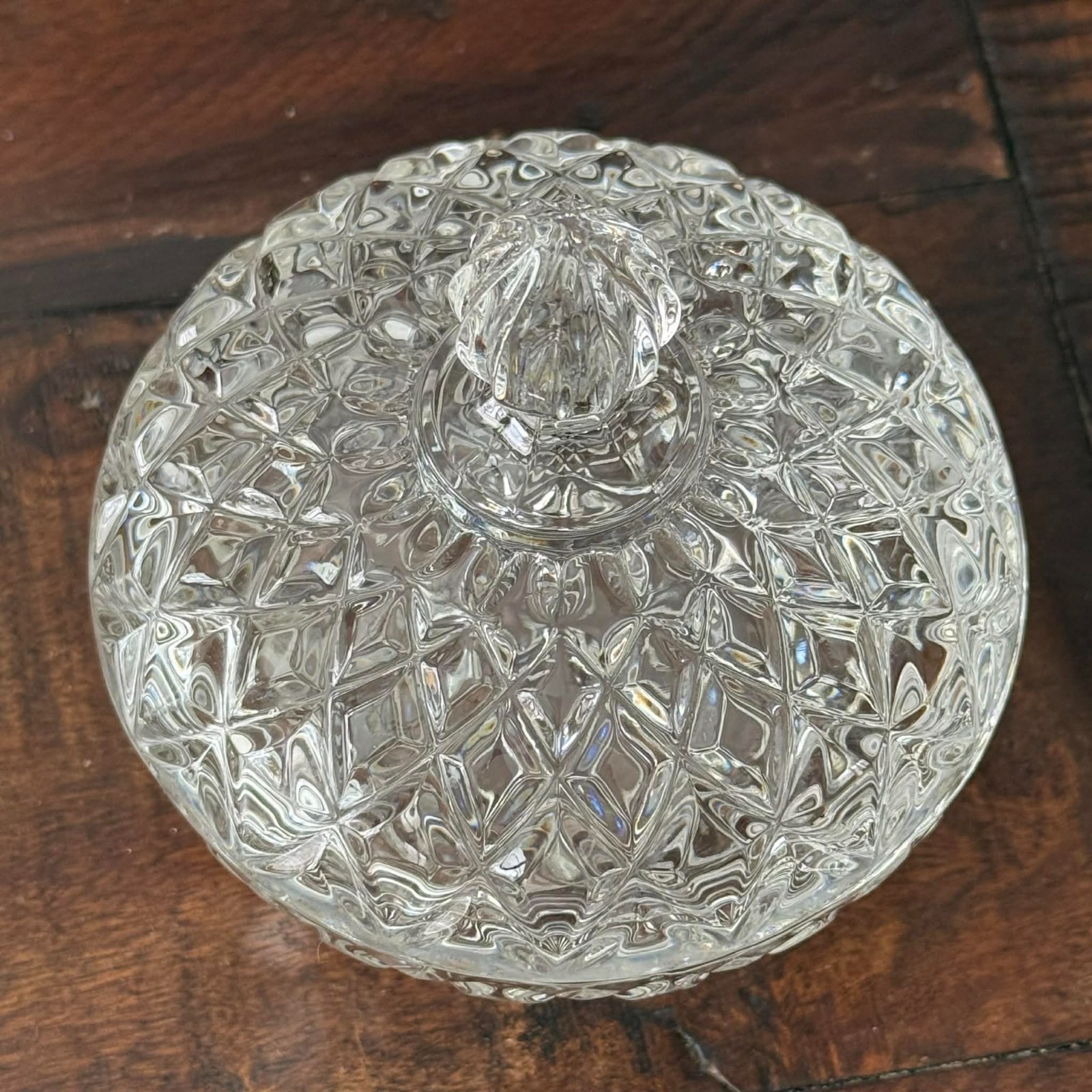 Fifth Avenue Crystal Brighton Covered Candy Dish Diamond Cut Crystal 4.5″