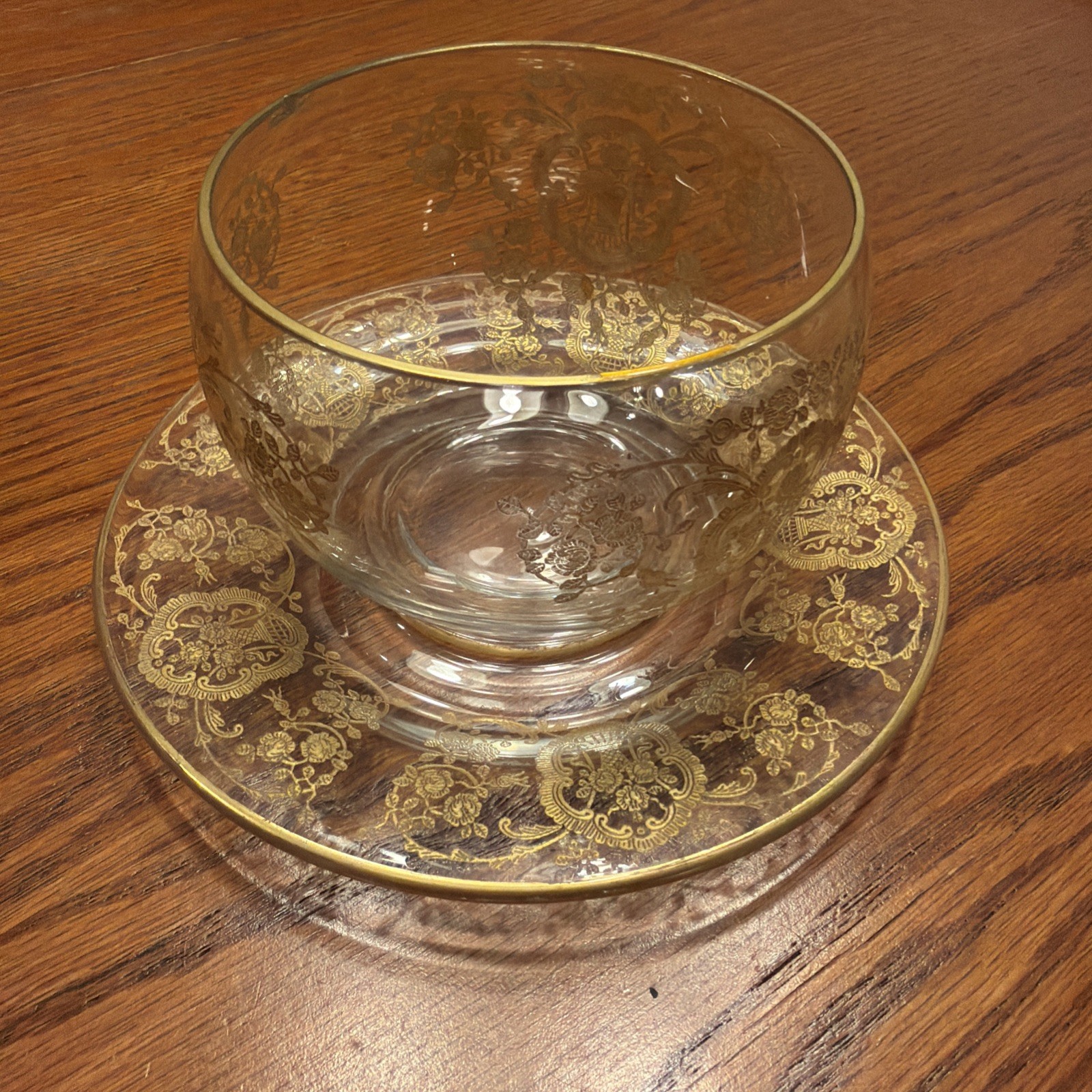 Lotus Bridal Banquet Gold Encrusted Bowl & Liner.Chip OnCup See Picture 4&7.