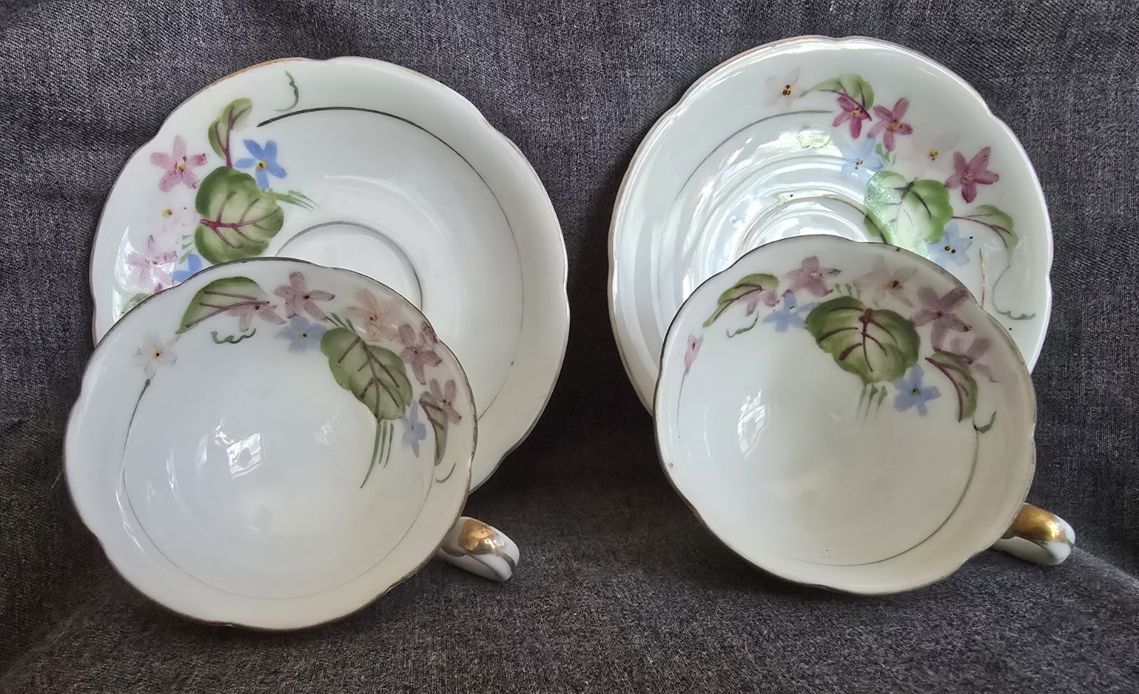 Vintage Floral Tea for Two ~ 4 pc Set Cups and Saucers Made in Occupied Japan