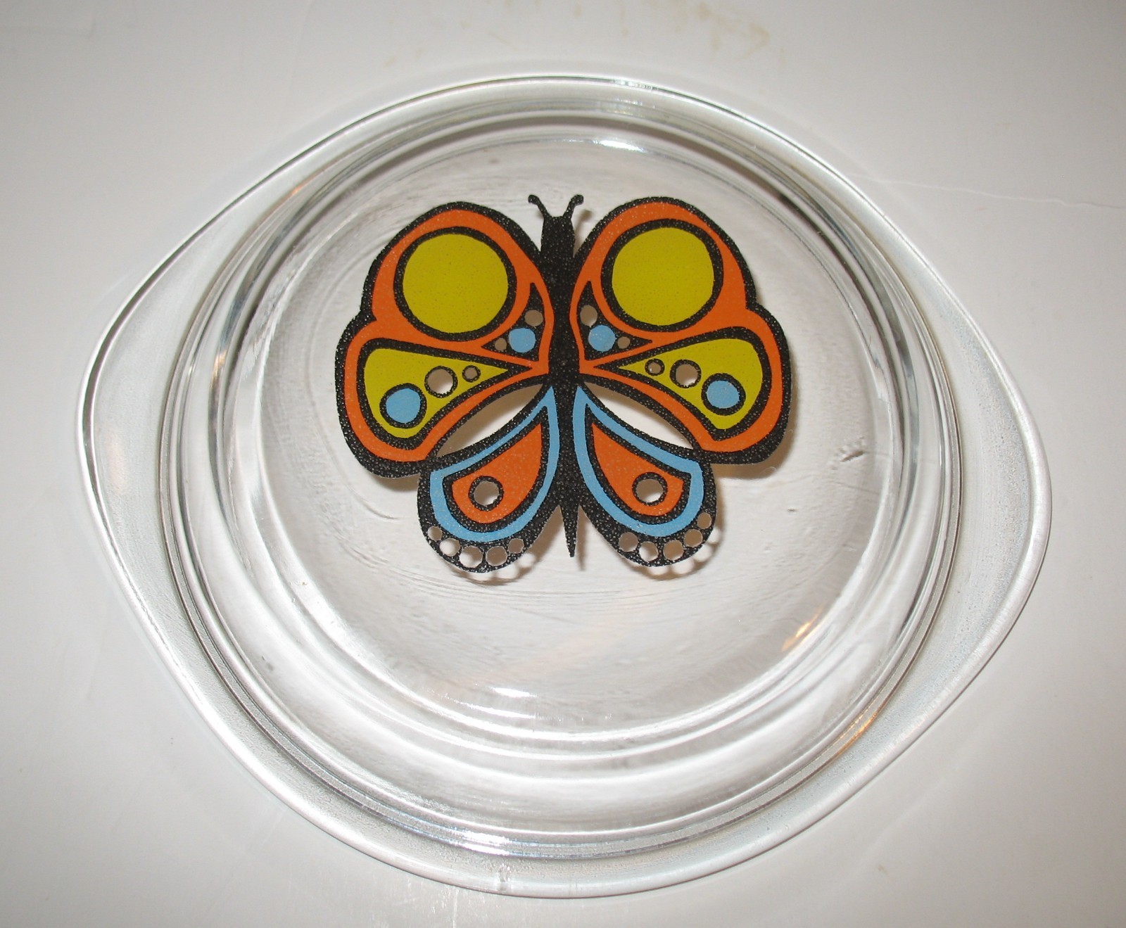 Glasbake Casserole Dish LID ONLY Butterfly HTF Pattern 1970s for 1.5 QT 8″ Vtg