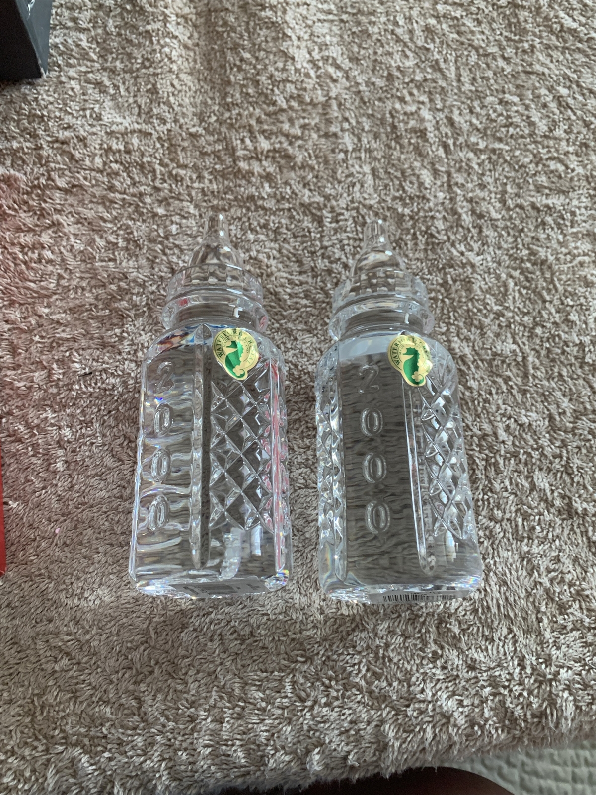 BACCARAT CLEAR CRYSTAL 6 1/4″ PLATE NEW & 2 WATERFORD BABY BOTTLES 2000