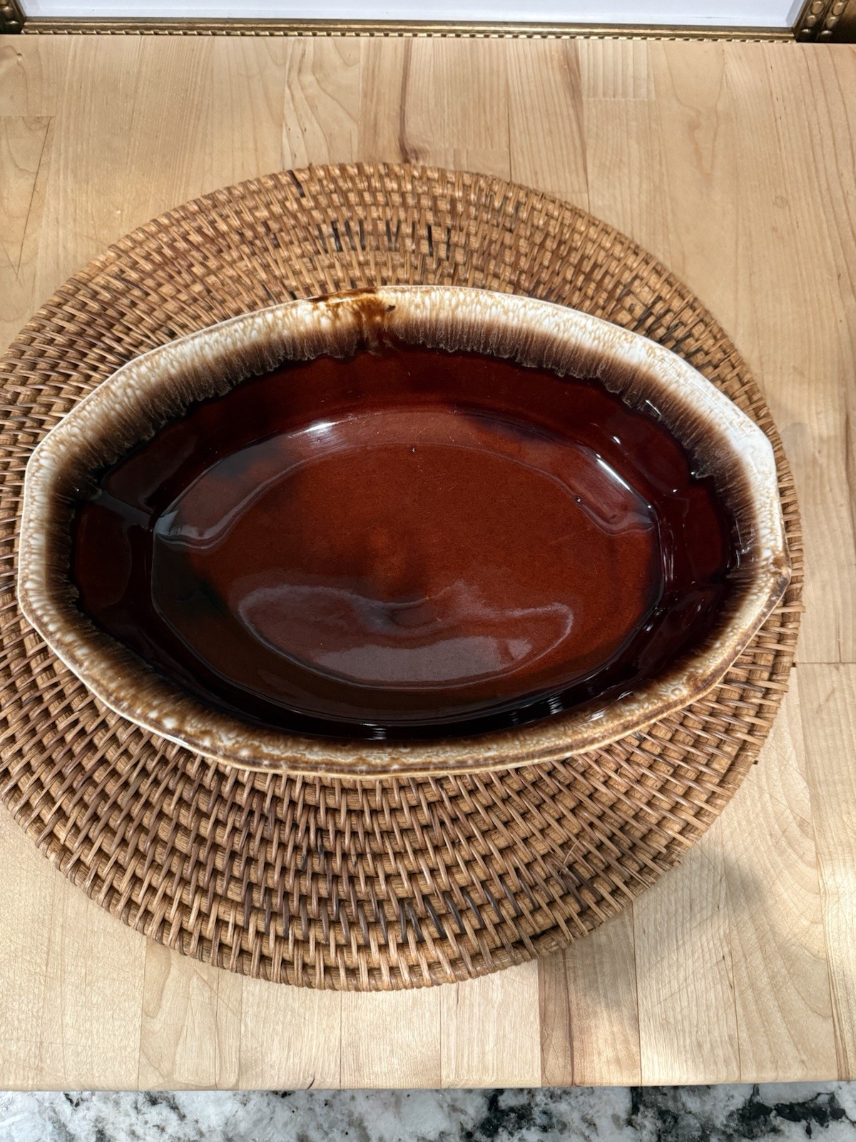 Vintage McCoy Brown Drip Glaze Oval Casserole Dish 7071 Oven Proof Stoneware USA