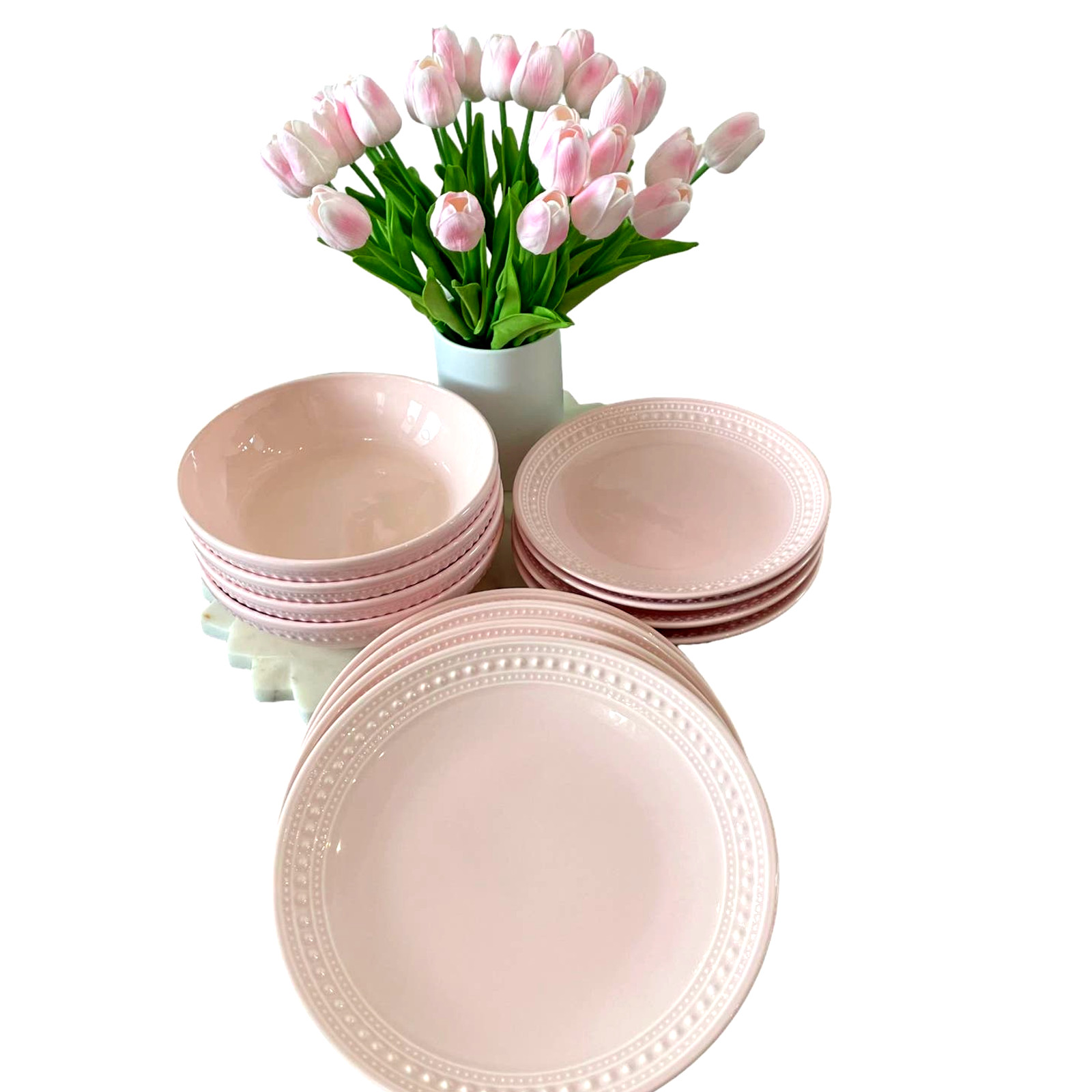 MATCERAMICA Portugal Pink Salad Plates 9in Set of 4 Ceramic NEW