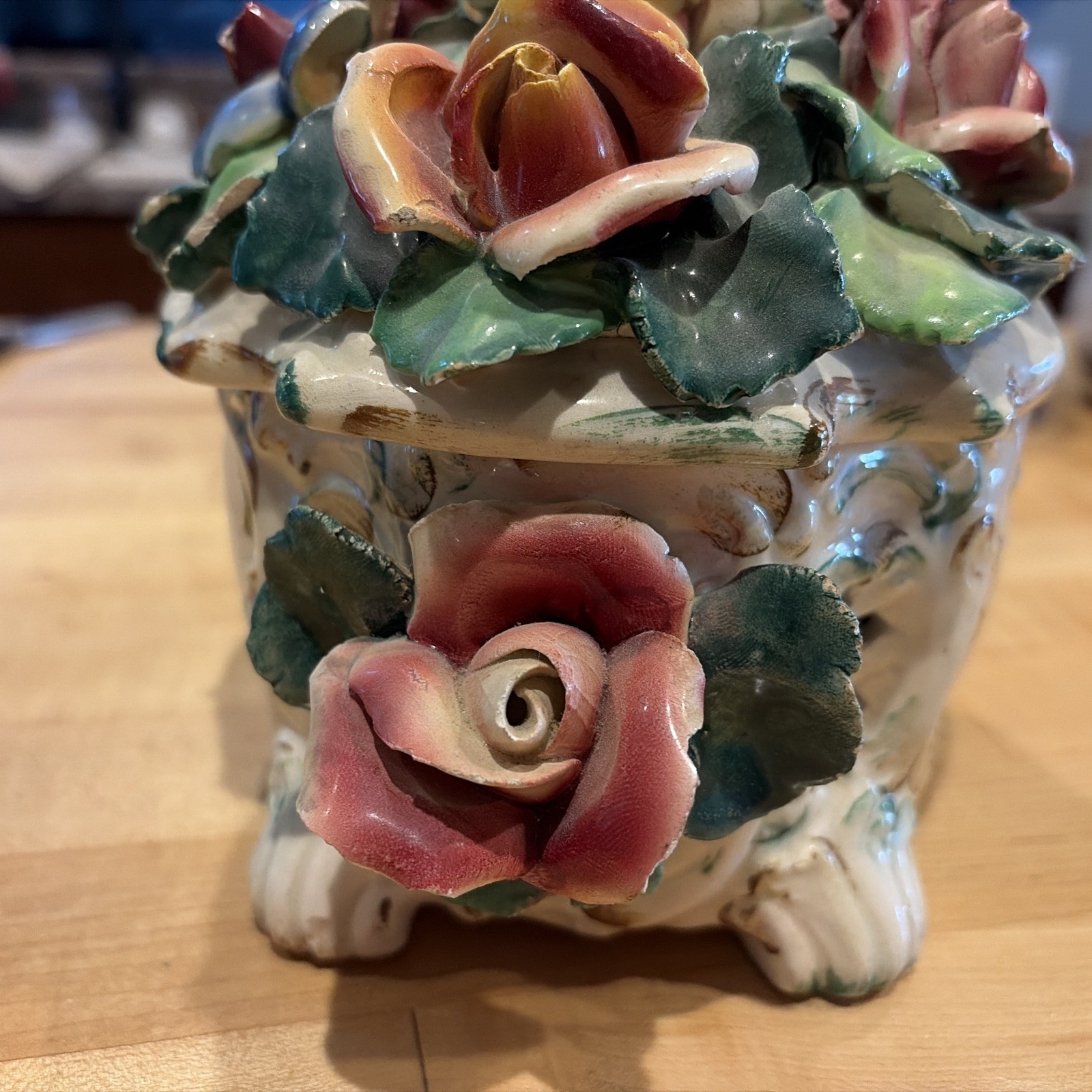 Vintage Capodimonte Porcelain Footed Floral Centerpiece