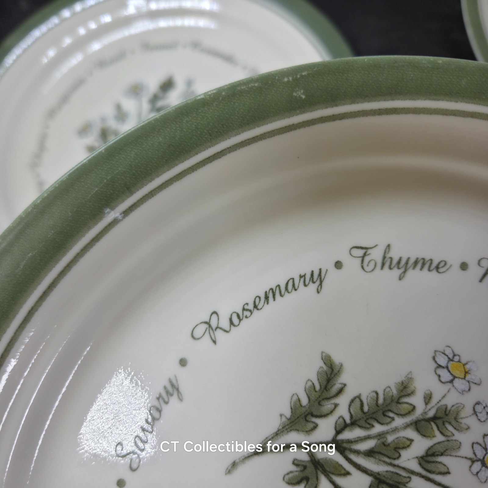VTG Set 12 Corelle Thymeless Herbs Luncheon/Salad Plates 8 1/2″ Green