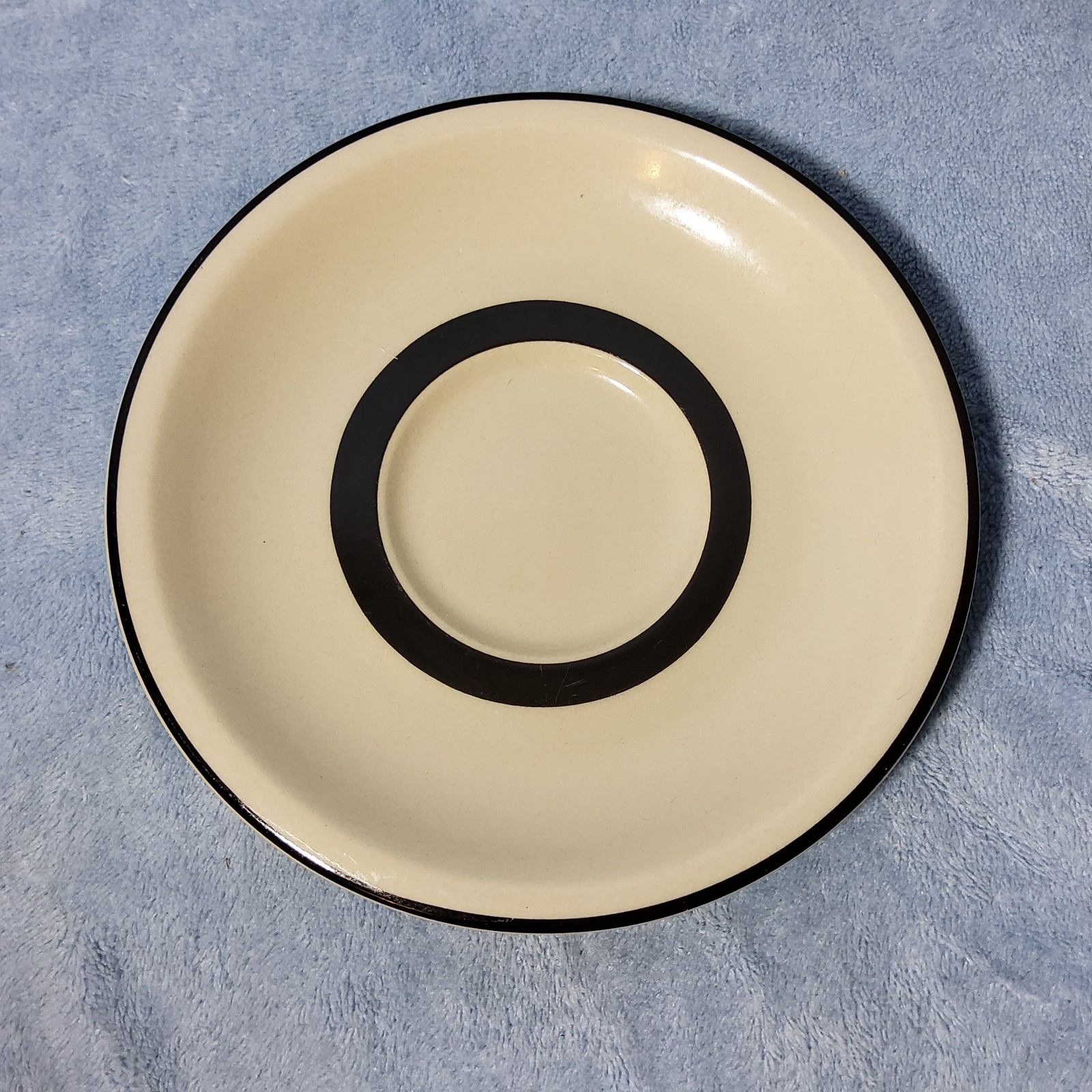 Vintage Sears Berry Band 6″ Stoneware Saucer Plate 1-0 Black Stripe No Berries
