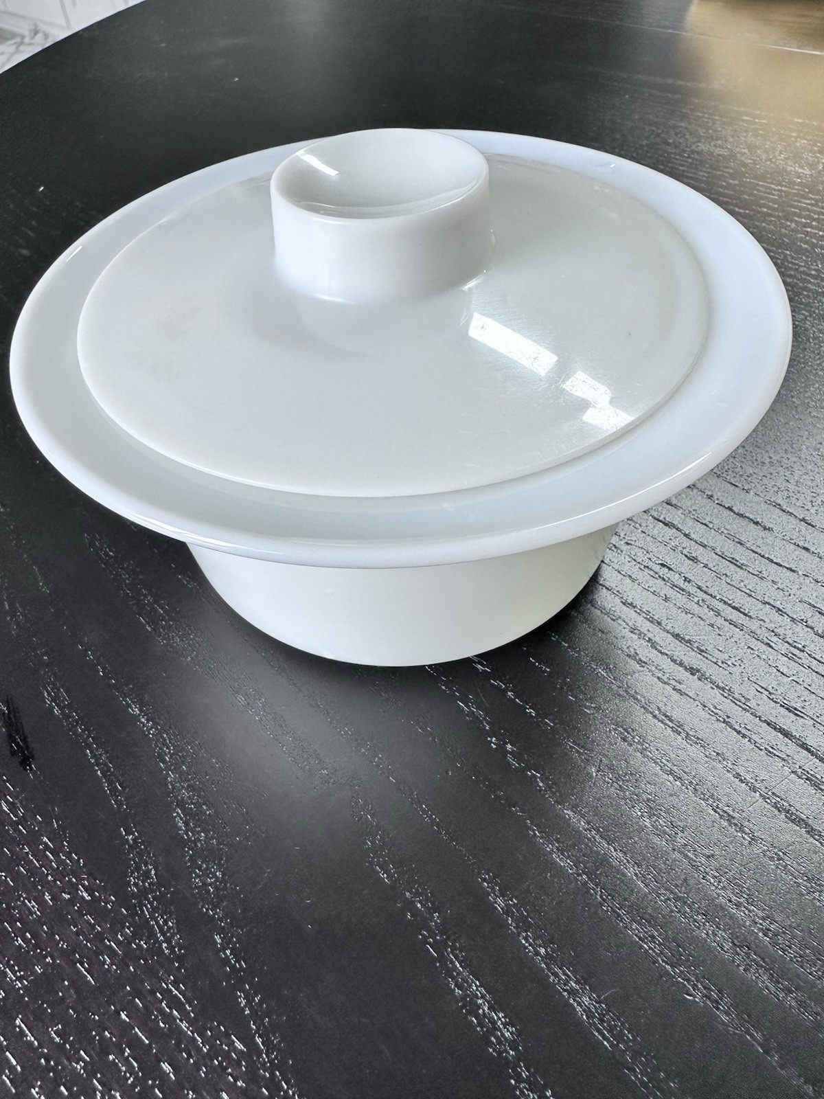 Vintage PYREX White Round Butter Tub Dish with Plastic Lid #75