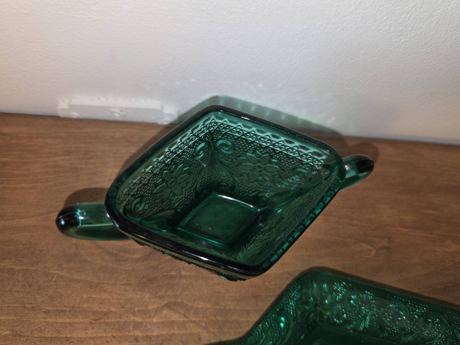 Vintage Tiara Sandwich Indiana Glass Emerald Green Creamer & Sugar Set With…