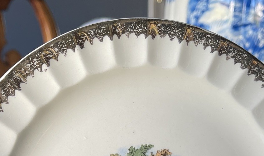 Cronin China Romantic Courting Plate Gold Trim Regencycore Wall Vtg Decor 7.5″